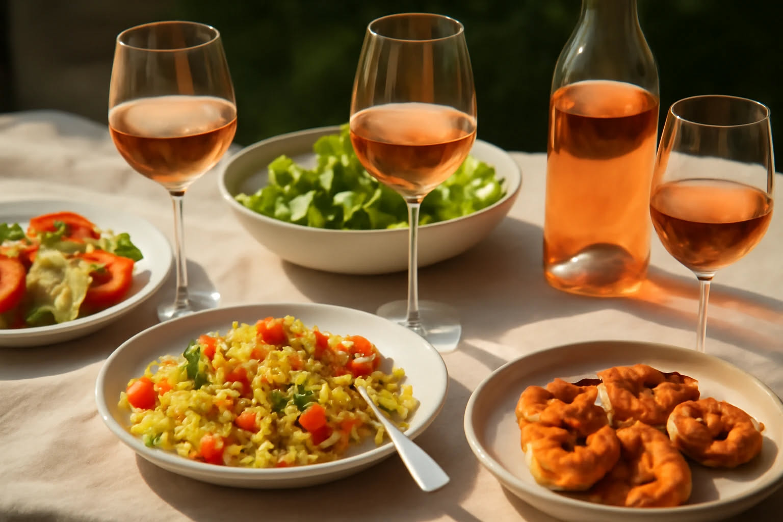 Insalata di riso venere e gamberi servita in ciotola bianca: riso nero lucido, gamberi rosa disposti in superficie, pomodorini rossi, cetriolo verde, prezzemolo fresco, olio lucido sulla base