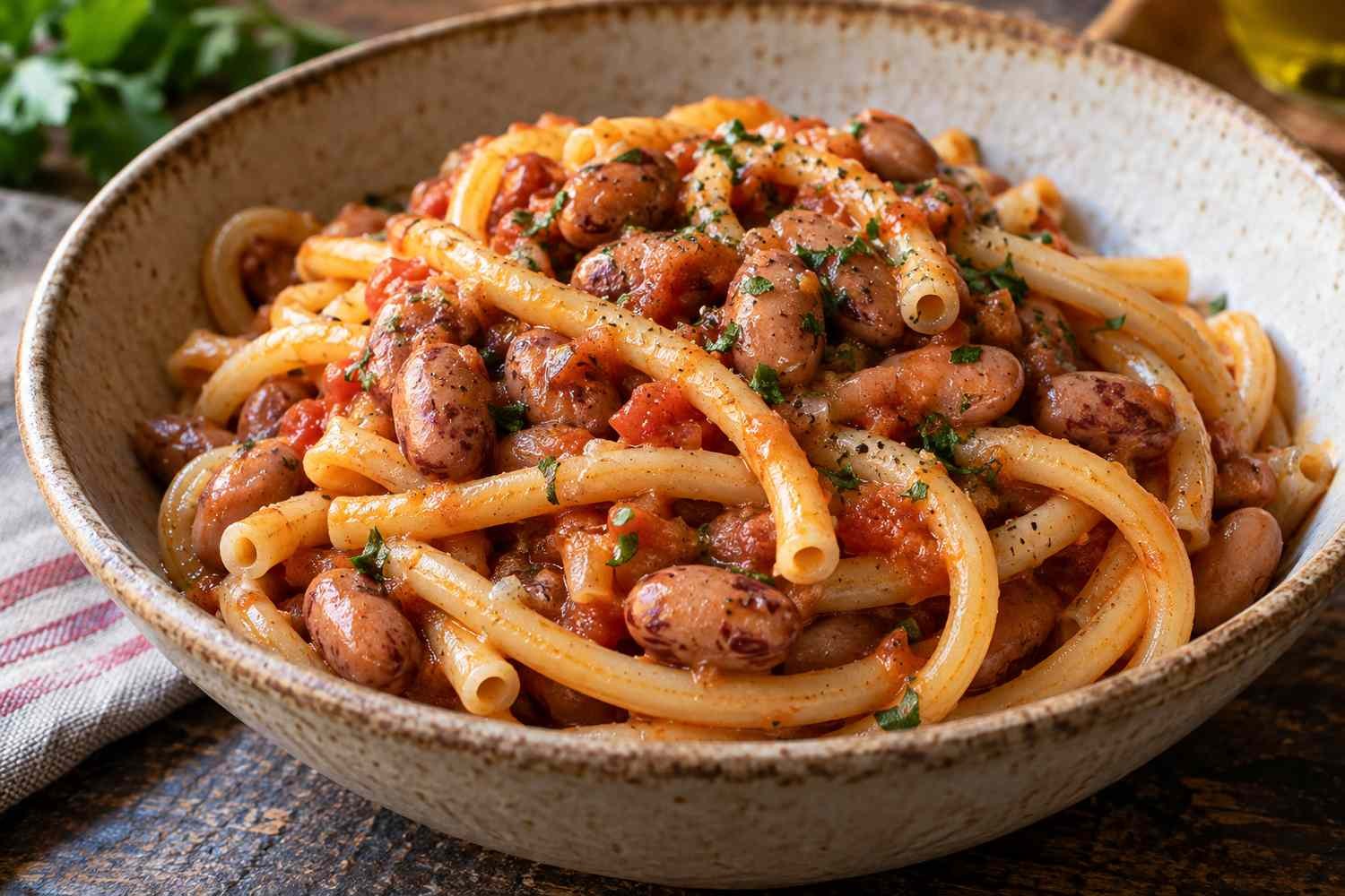 Bucatini alla scoreggiona: la ricetta romana con i fagioli