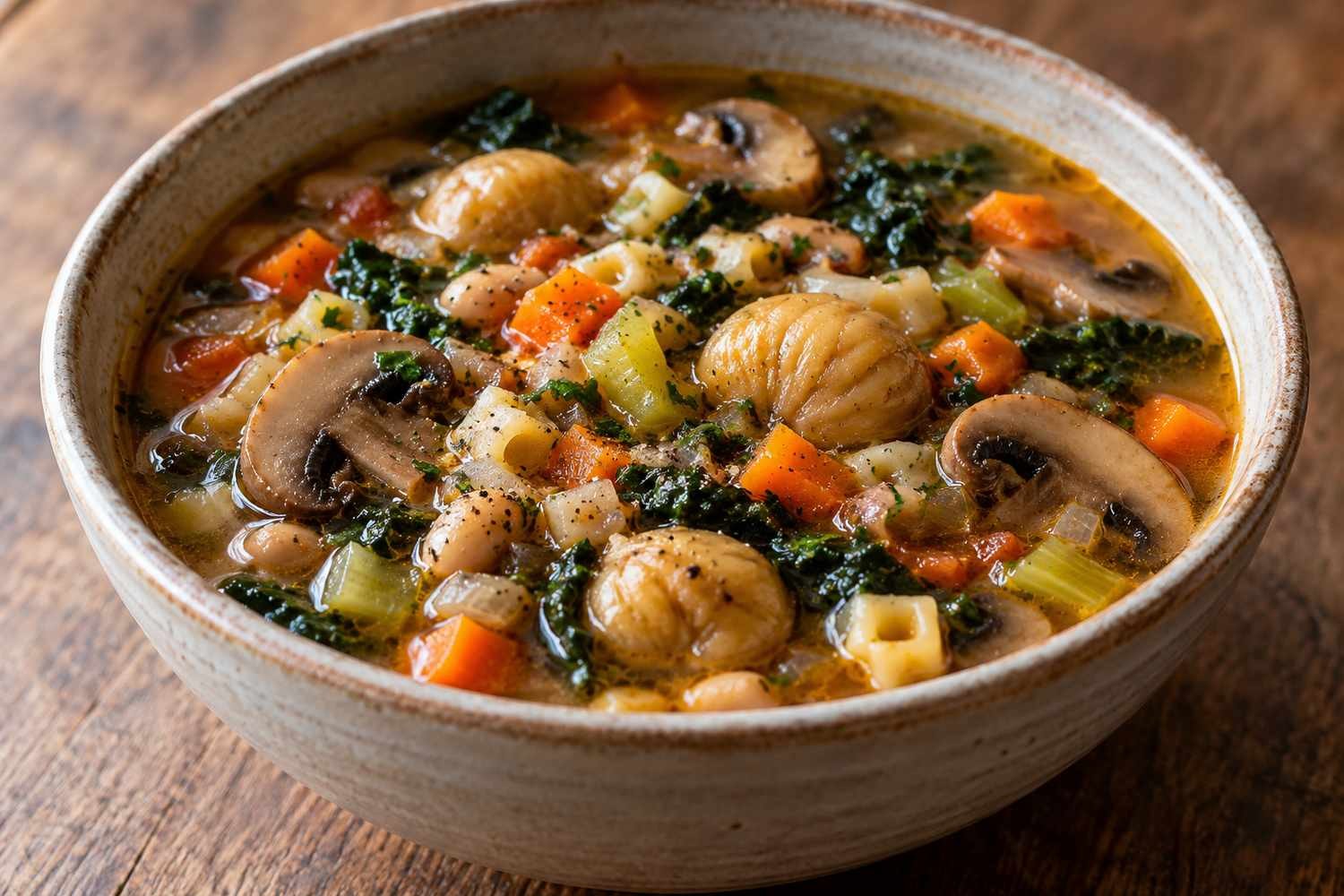 Minestrone con funghi e castagne: il segreto per le giornate autunnali