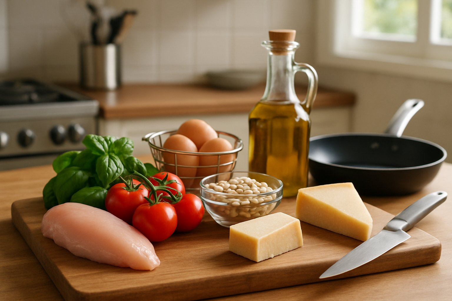 Diverse pentole e tecniche di cottura: una pentola con acqua bollente, una vaporiera in bambù, una padella con olio caldo, una teglia in forno, una padella con verdure che saltano