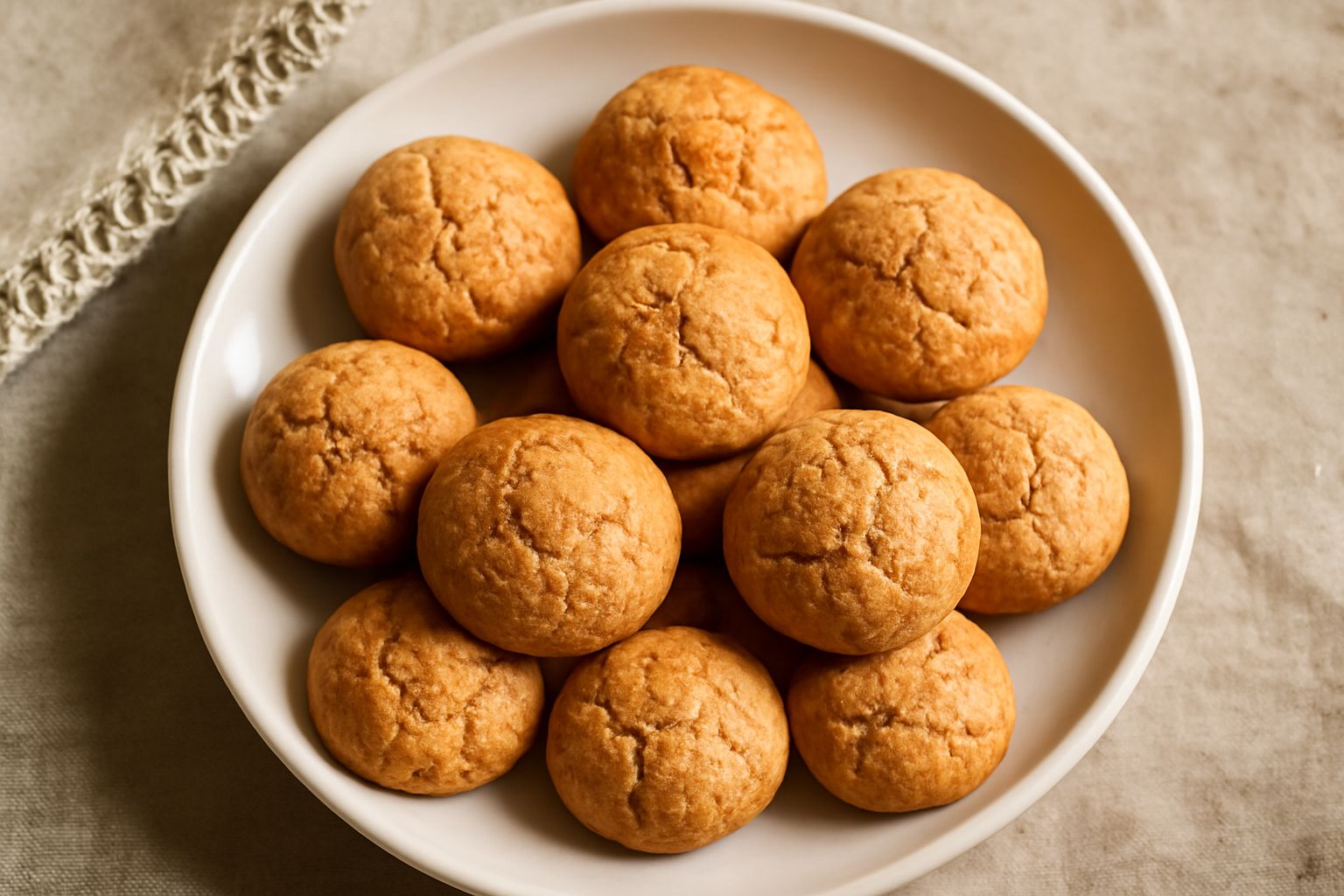 Amaretti di Novara dorati e croccanti disposti su carta da forno bianca, con una leggera spaccatura sulla sommità, sfondo neutro e luce naturale che illumina la texture granulosa della superficie