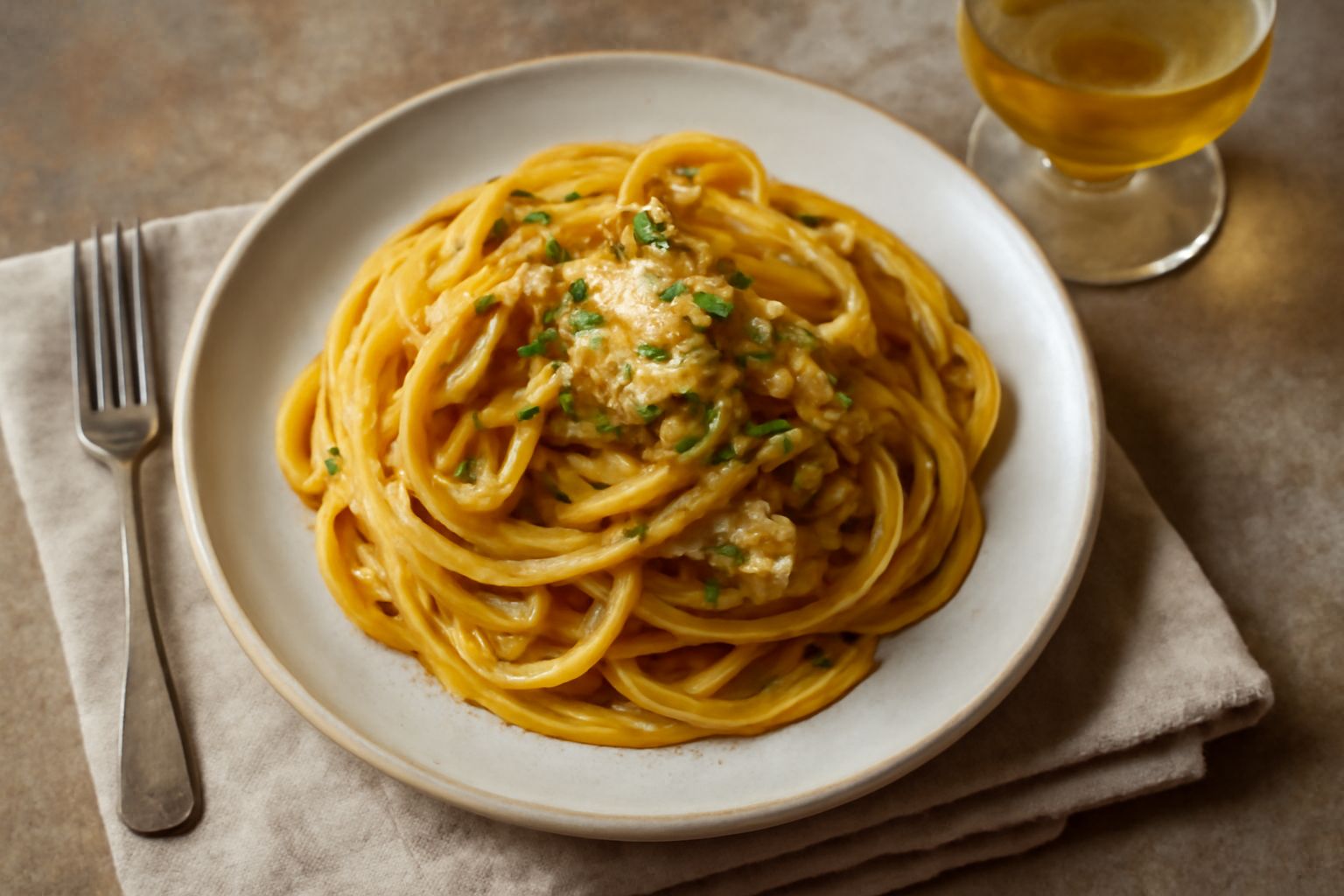 Bicchiere trasparente con liquore ambrato di amaretto di Sassello, circondat da mandorle sgusciate, su tavolo di legno con sfondo sfocato di bottiglie scure