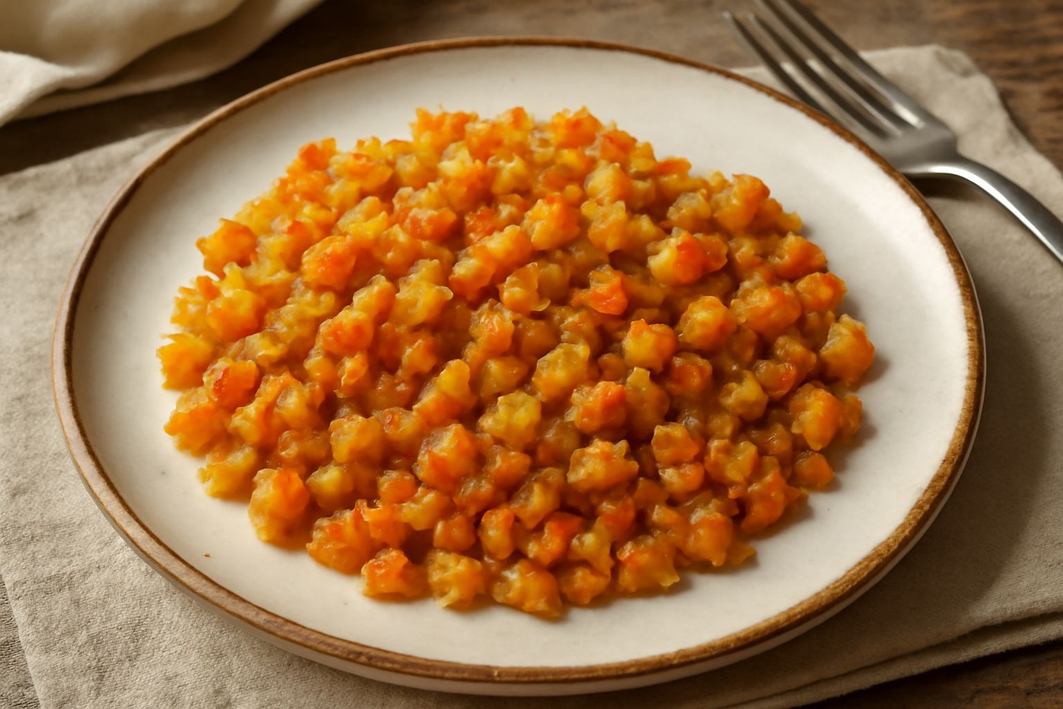 Battuto friulano appena rifinito in una pentola di rame, con verdure tagliate finissime di colore chiaro e ambrato, pancetta resa trasparente dal soffritto, vapore leggero che sale dal trito