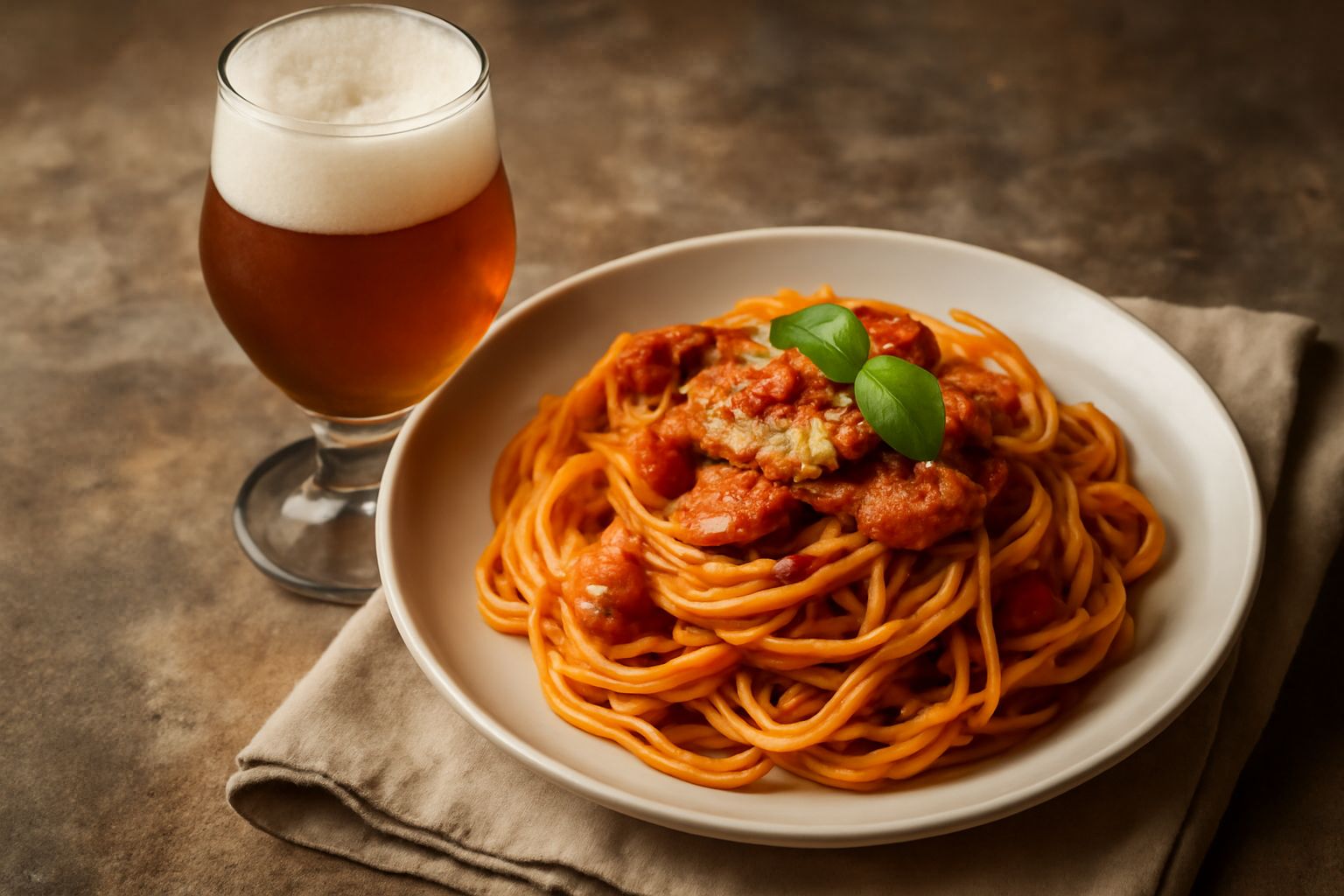 Bicchiere di birra ambrata sarda con schiuma cremosa, accanto a un piatto con bottarga grattugiata su pane tostato, su un tavolo di legno chiaro