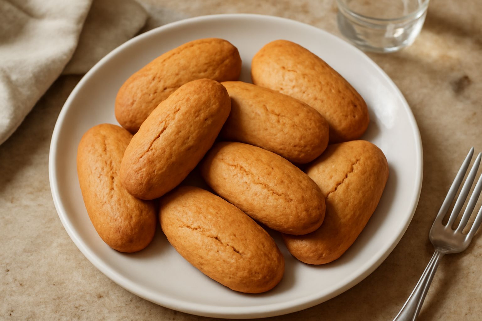 Biscotti di Montevarchi disposti su una teglia, di colore dorato, texture croccante e leggermente ruvida, accanto a una tazza di caffè bianco
