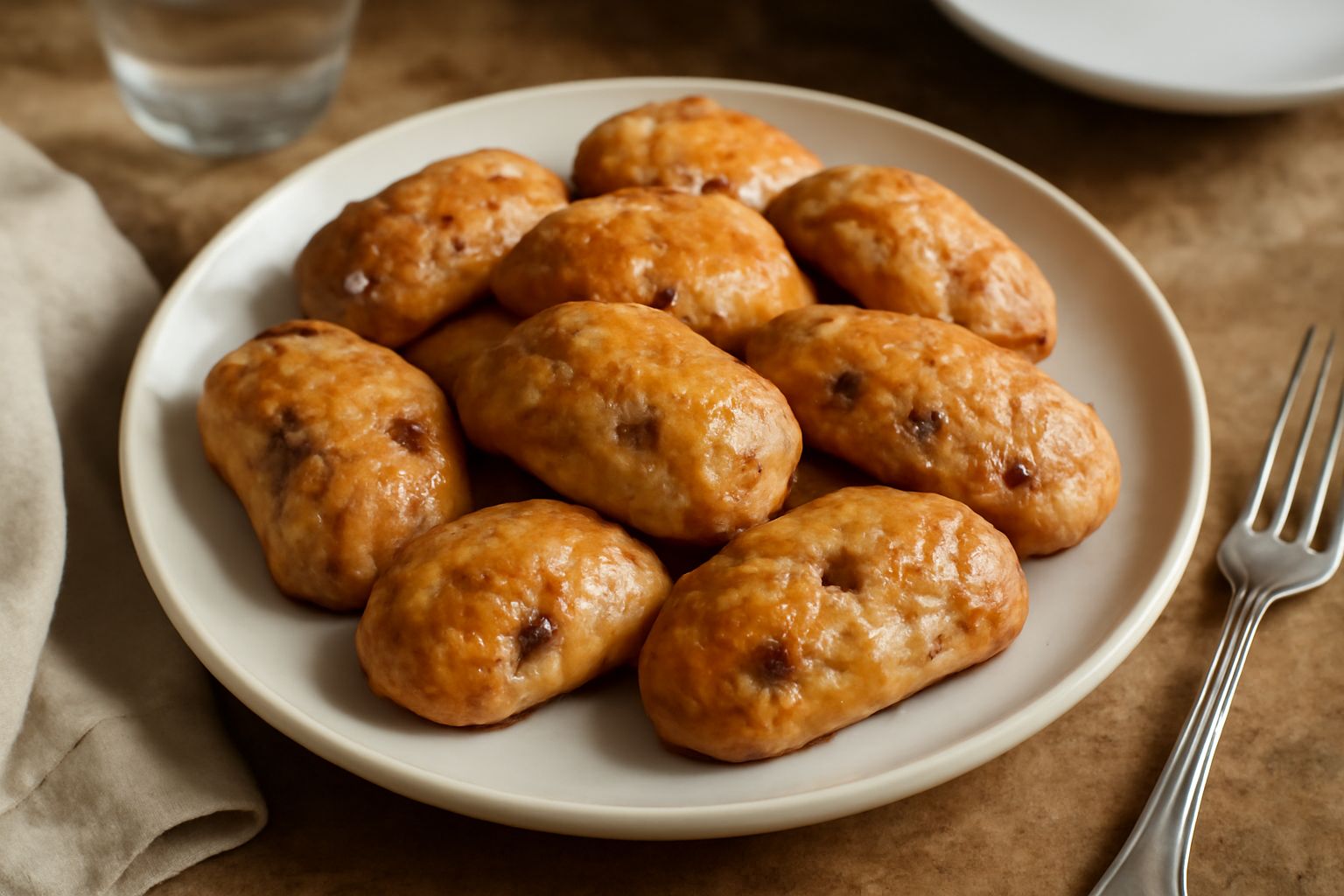 Biscotti messinesi dorati e croccanti disposti su un piatto bianco, con mandorle visibili sulla superficie e un leggero strato di glassa, sfondo con una tazza di caffè sfocata