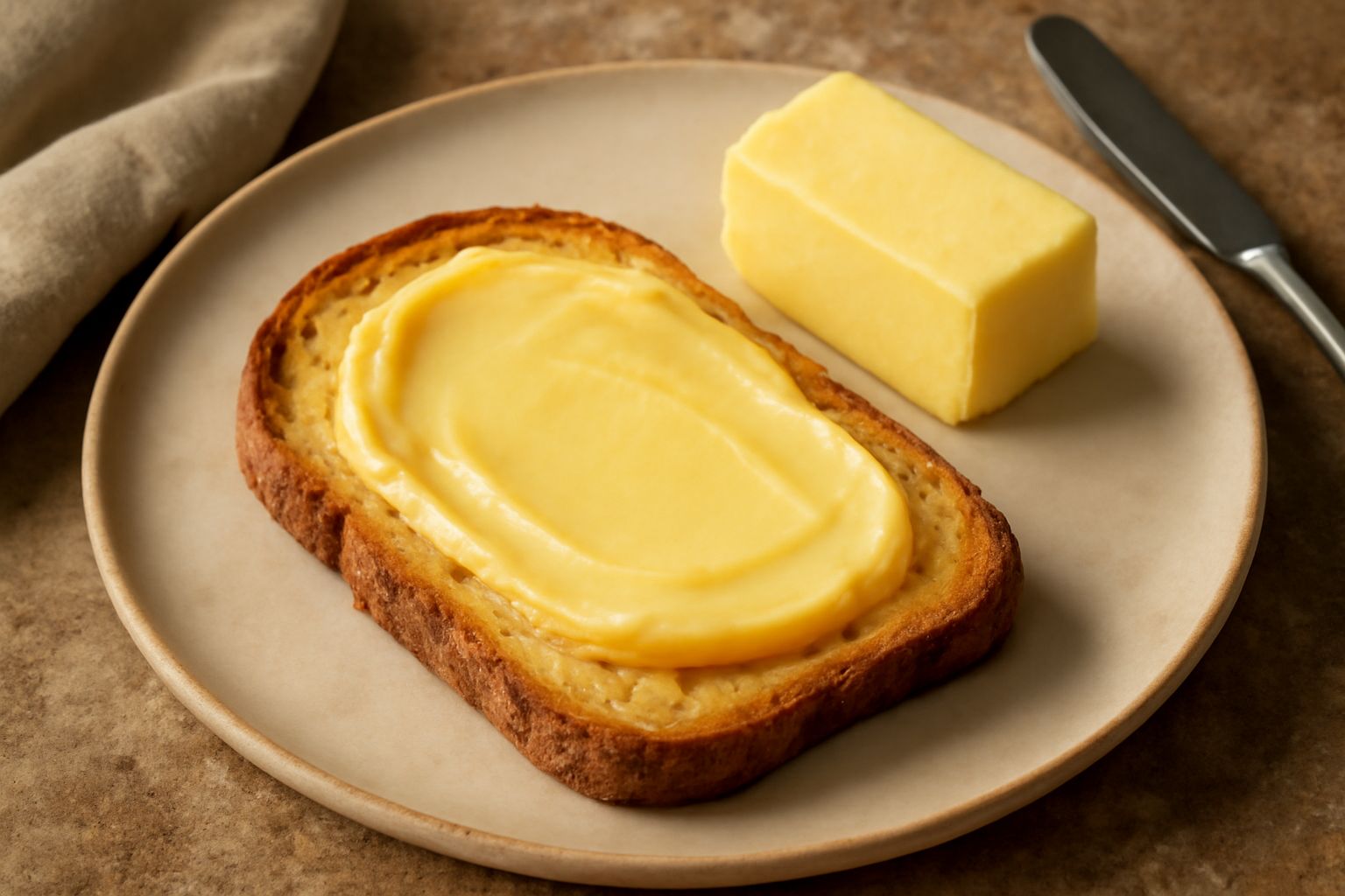 Burro alpino di colore giallo paglia in una ciotola di ceramica bianca, con due cucchiai di legno accanto, erbe alpine fresche e un vasetto di vetro sullo sfondo