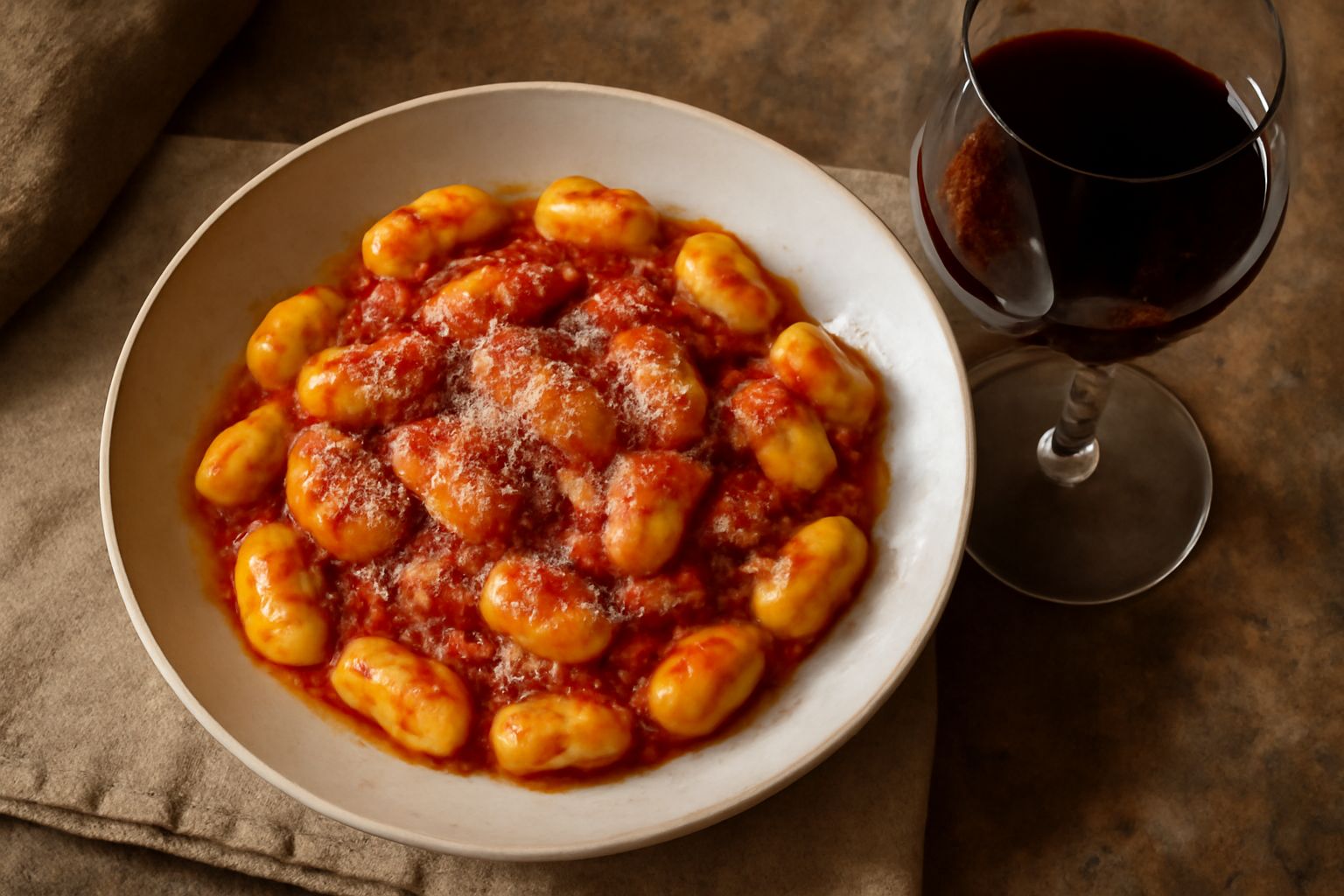 Bicchiere di Cannonau rosso scuro con riflessi granati, servito su tavolo in legno con piatto di pecorino sardo e pane carasau sullo sfondo