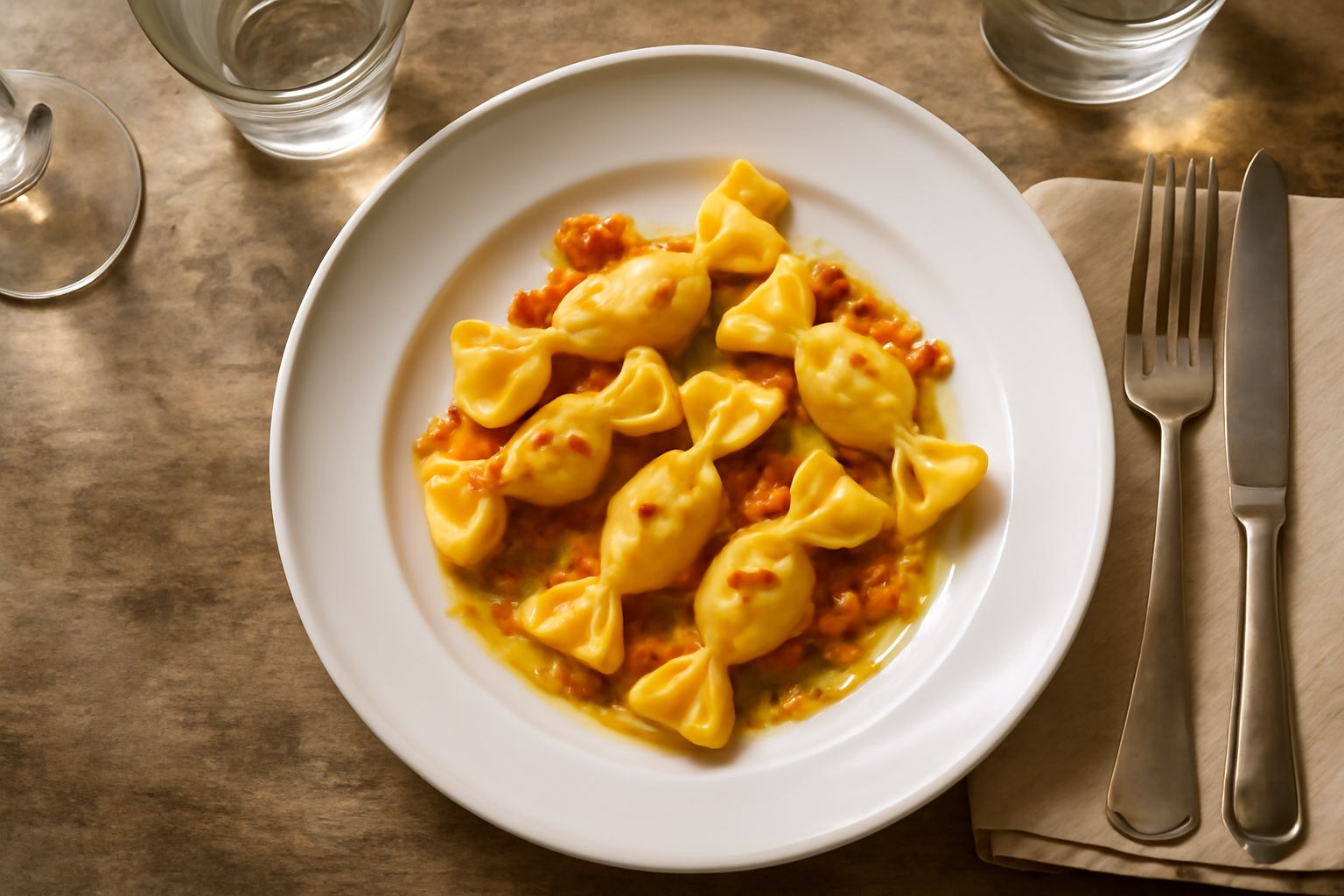 Caramelle di frutta candita trasparenti di diverse forme e colori, con pezzi di scorza d'arancia, limone e pesche candite visibili dentro, rivestite di zucchero cristallizzato, posate su un piatto bia