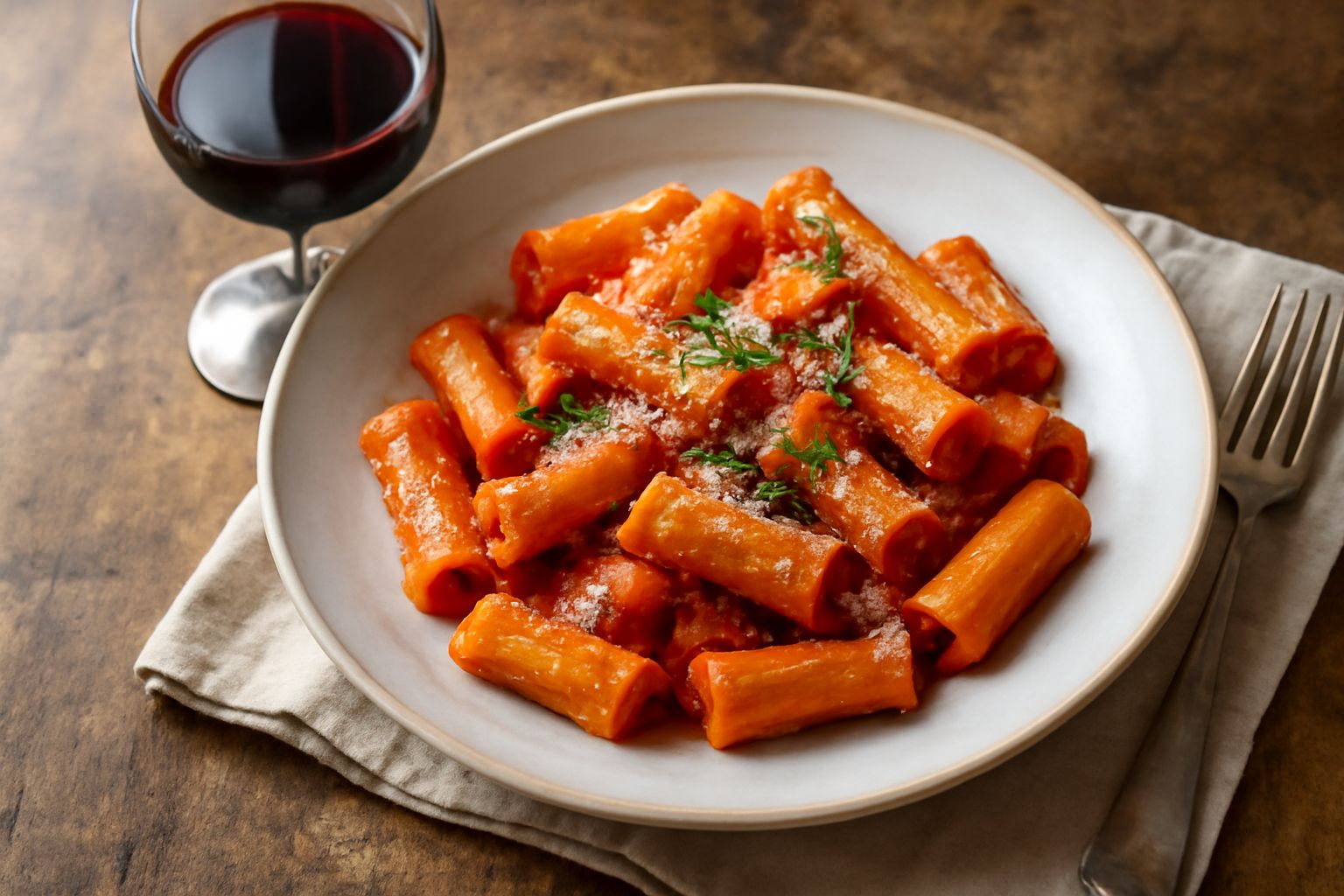 Bicchiere di vino rosso Carignano del Sulcis dal colore granato brillante, servito su tavolo di legno accanto a pane toscano, formaggio sardo e pomodori freschi