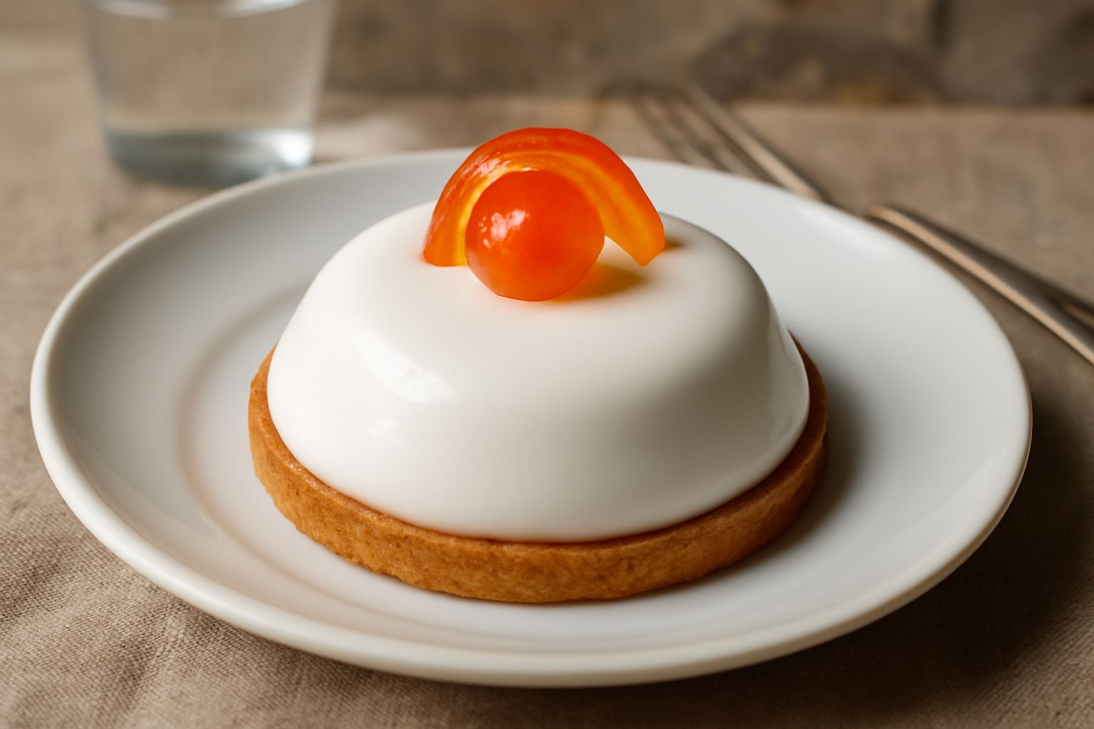 Cassata pugliese intera con copertura di pasta reale bianca, decorata con frutta candita colorata in alto, affettata a mostrare gli strati di pasta frolla, crema gialla e frutta interna, su un piatto 
