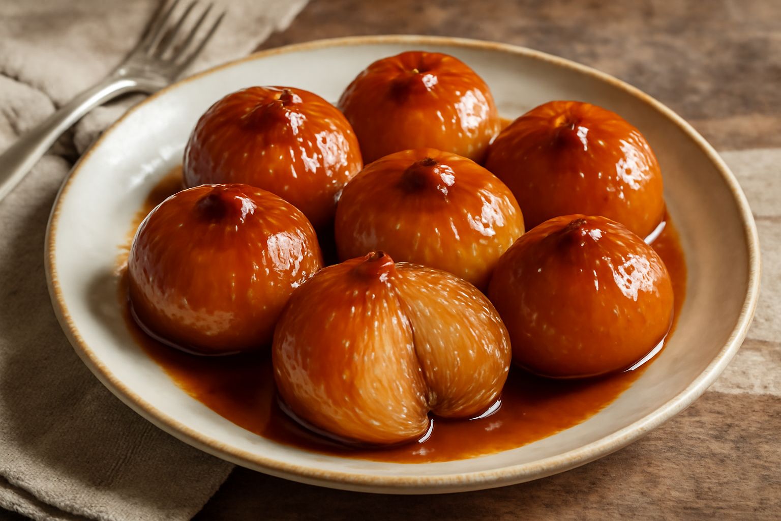 Cipolle intere bianche o rosse cotte, lucide e dorate, ricoperte di glassa caramellata, disposte in un piatto bianco con basilico fresco, vapore leggero in evidenza