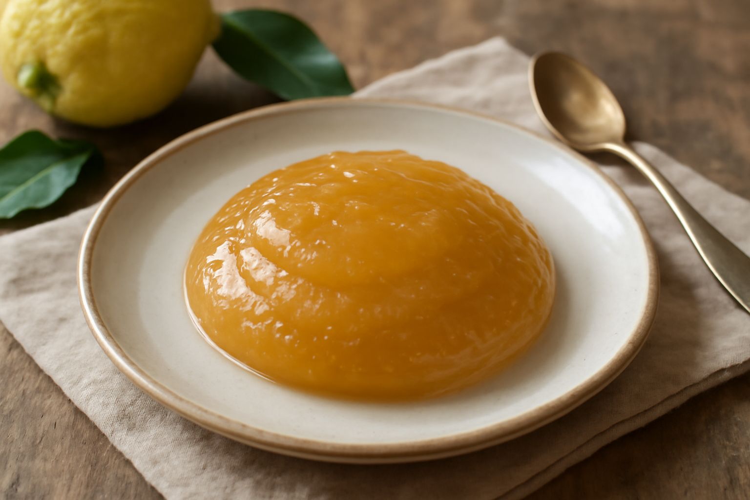 Barattolo di vetro pieno di composta di cedro color ambra dorato, con buccia di cedro candita visibile sulla superficie, accanto a due cedri interi freschi su fondo bianco