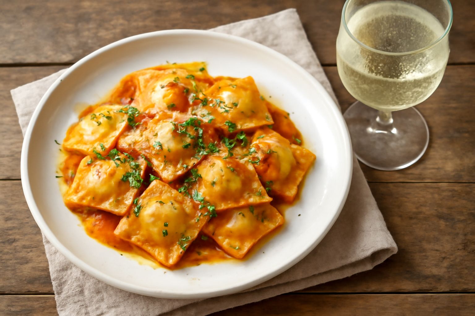 Bicchiere di vino bianco Cortese di Gavi dal colore giallo paglierino trasparente, con bollicine che risalgono, posto su tavolo di legno chiaro accanto a una bottiglia etichettata