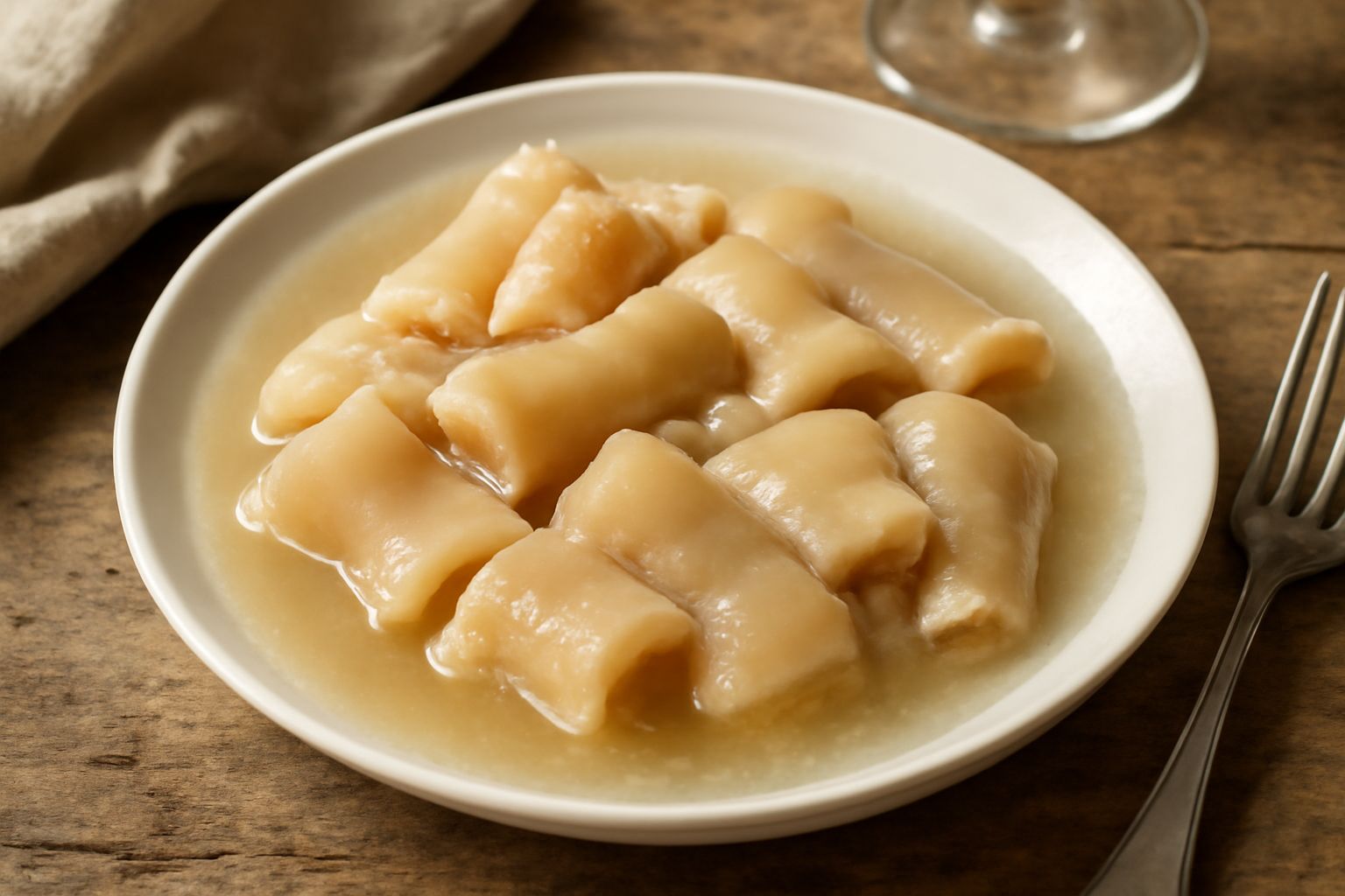 Cotenna di maiale conservata in barattolo di vetro con brodo trasparente e gelatina, pezzi dorati e carnosi visibili, etichetta bianca sul vasetto