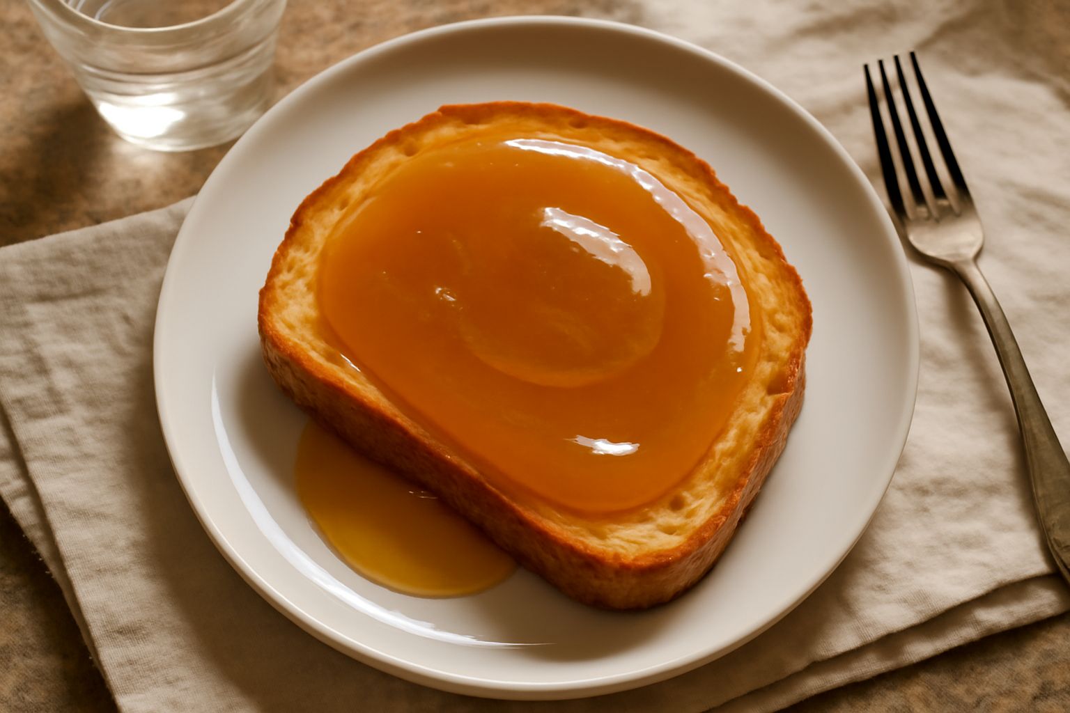 Vasetto di vetro con crema di bergamotto color ambrato luminoso, superficie liscia e uniforme, accanto a mezza fetta di bergamotto fresco e un cucchiaio di legno su tavolo bianco