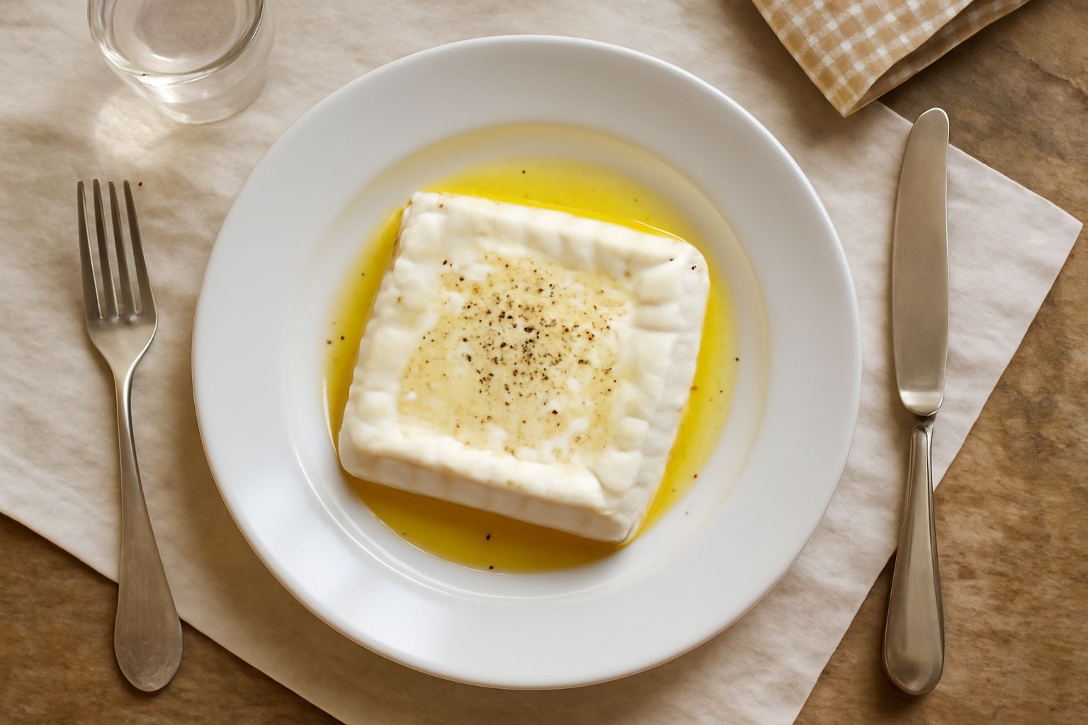 Crescenza fresca bianca cremosa tagliata a fette su un tagliere di legno, con un coltello affilato accanto e basilico fresco sullo sfondo
