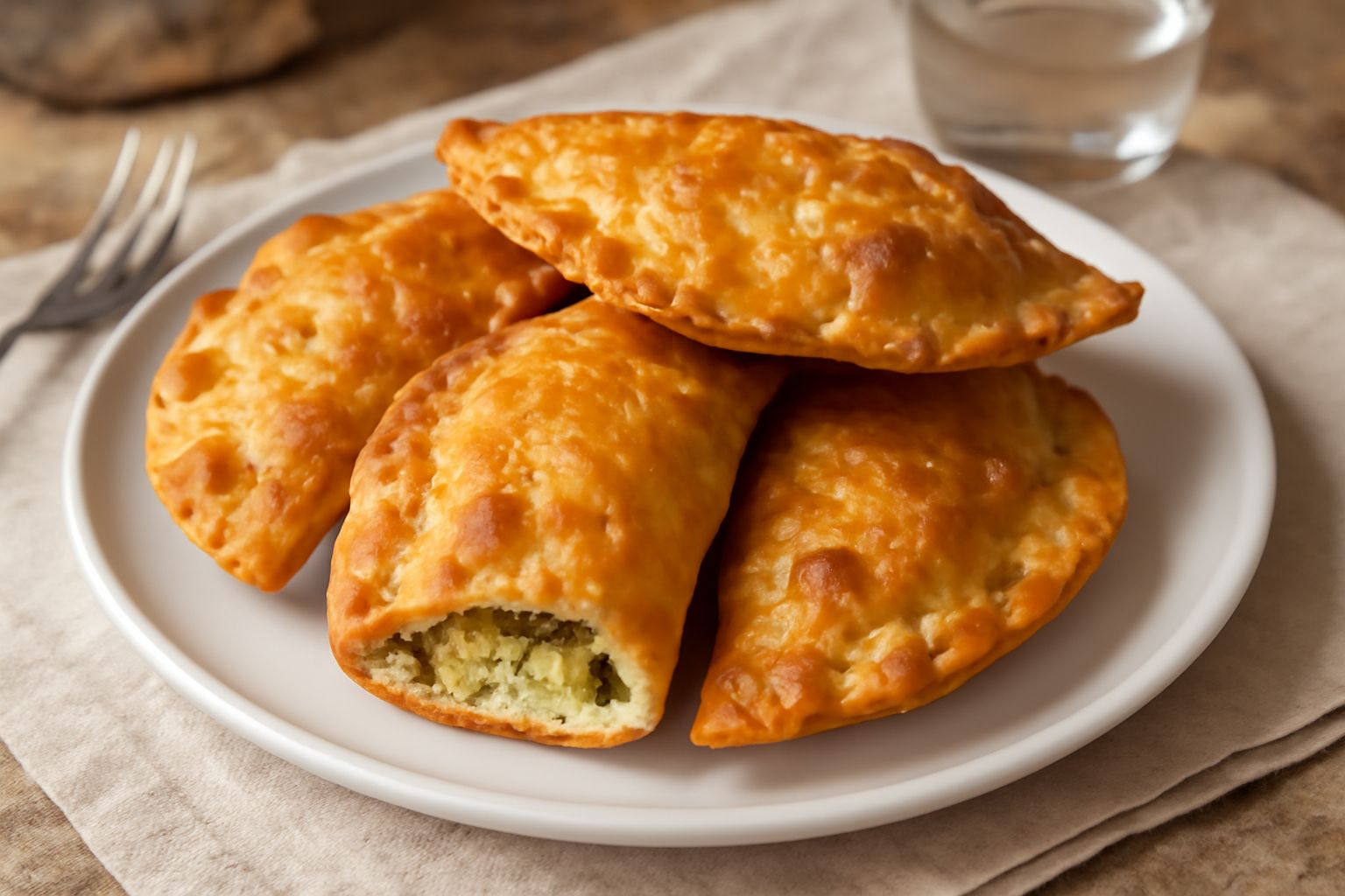 Crescioli dorati e croccanti appena tolti dall'olio, cosparsi di zucchero semolato, disposti su carta assorbente bianca, vapore ancora visibile