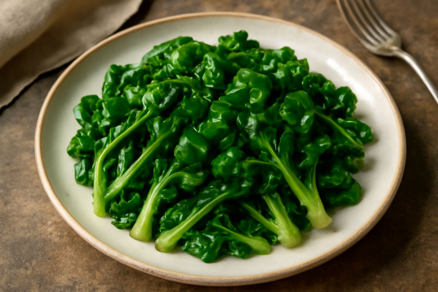Fascio di crescione appena lavato con foglie verde intenso e gambi bianchi, disposto su piatto bianco con gocce d'acqua, contornato da limone a spicchi e sale grosso