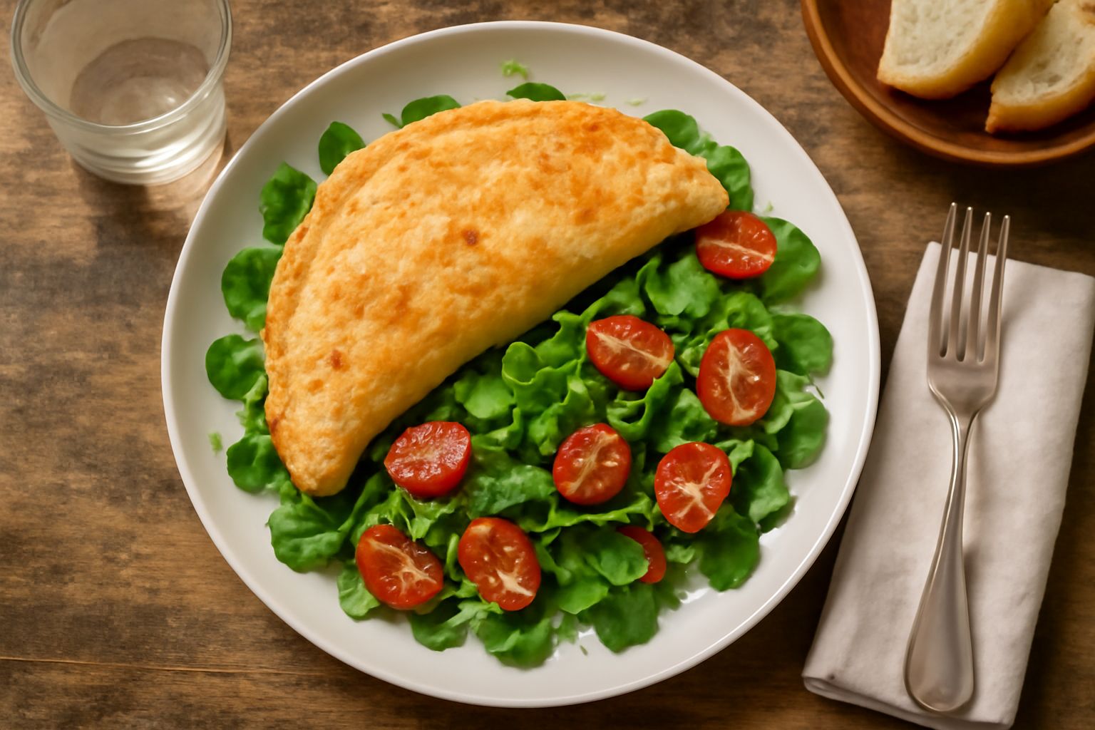 Insalata di crescione verde brillante con foglie intere e croccanti, condita con olio e limone in una ciotola bianca, accanto a limone fresco tagliato a spicchi