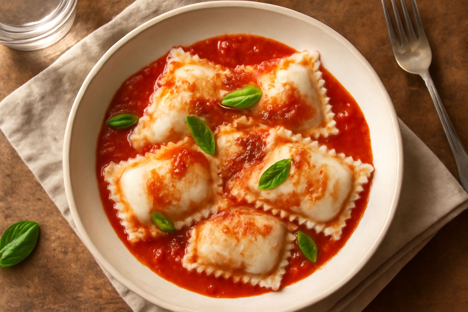 Culurgiones calabresi cotti disposti nel piatto, di forma rettangolare, con bordi ondulati ben sigillati, ricoperti da un leggero velo di pasta umida e lucida, contorno di brodo tiepido