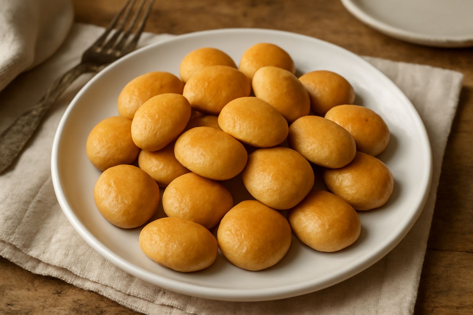 Dolcetti all'anice dorati e croccanti disposti su un piatto di ceramica bianca, con un bicchiere di tè caldo sullo sfondo e qualche seme di anice sparso