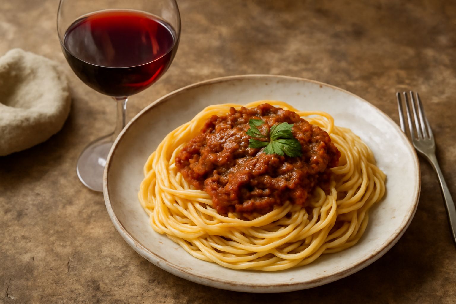 Bicchiere di vino rosso rubino trasparente con riflessi granato, servito su tavolo in legno con una bottiglia di Dolcetto d'Asti sullo sfondo e pane toscano