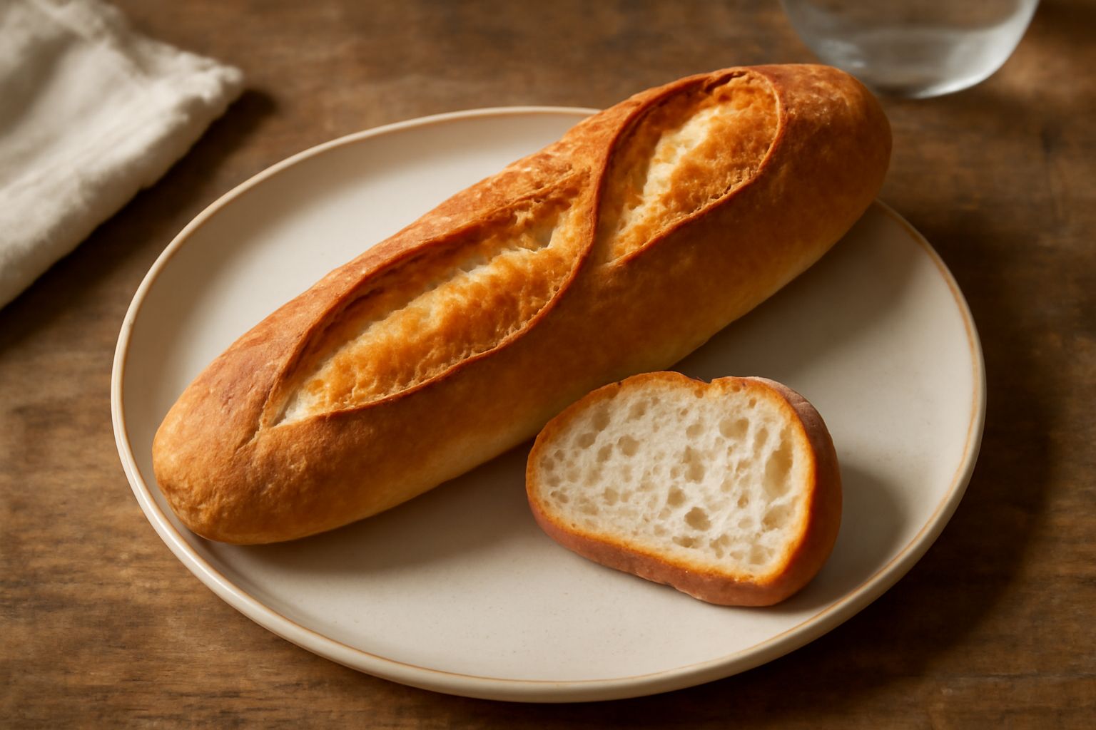 Filone mantovano appena sfornato, con crosta dorata e screpolature, posato su una tavola di legno con taglio trasversale che mostra la miga soffice color avorio