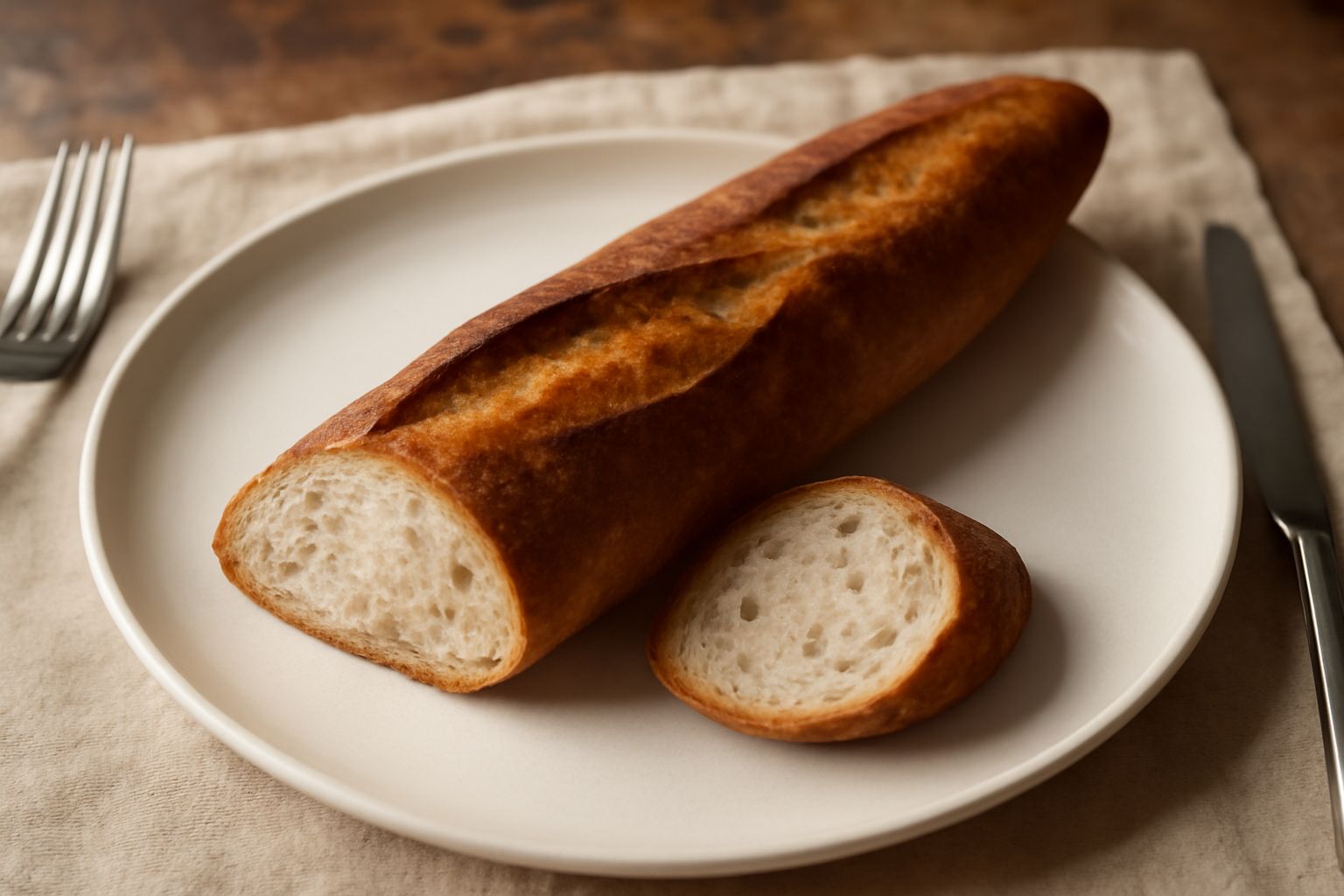 Filone vibonese appena sfornato, pane allungato con crosta marrone dorata, mollica visibile nel taglio trasversale con alveoli irregolari, posato su una tavola di legno con farina sparsa