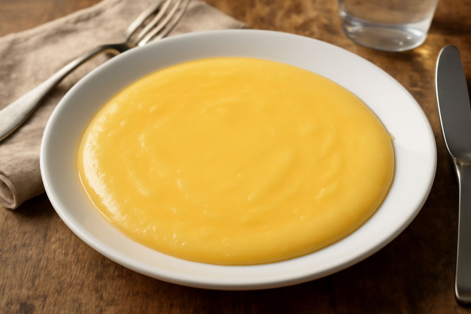 Fontina DOP gialla dorata e cremosa che si scioglie in una padella antiaderente a fuoco basso, con superficie liscia e filamenti che si staccano dalla spatola di legno