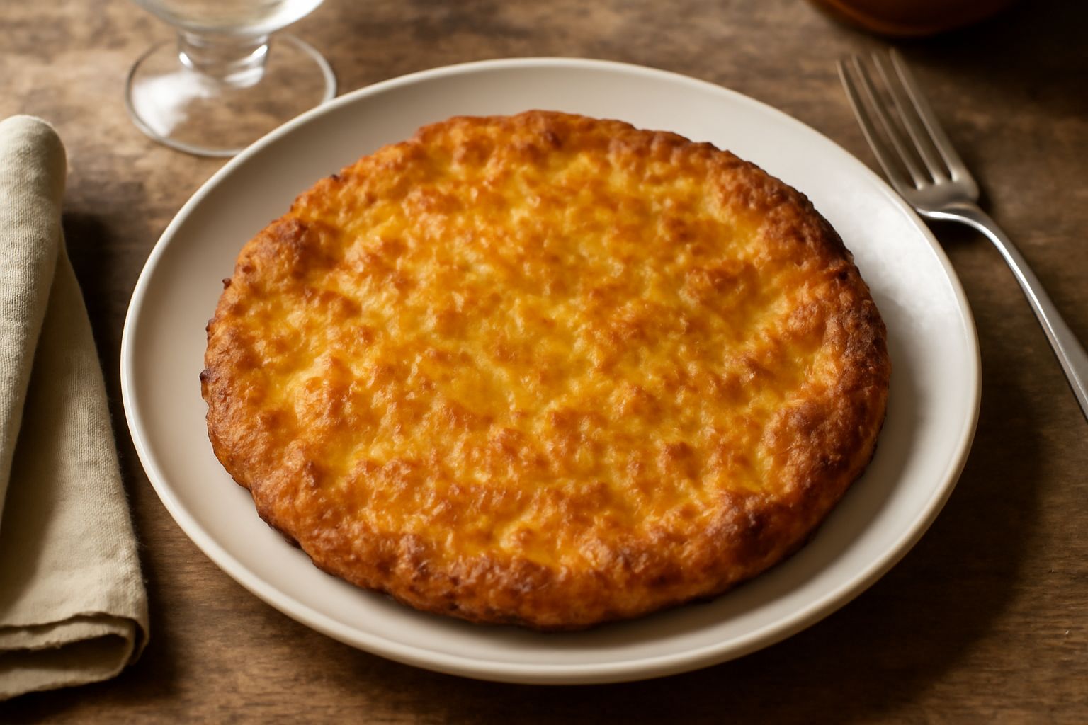 Fregnacce dorate e croccanti appoggiate su carta assorbente, con superficie irregolare e dorata, vapore ancora visibile, in primo piano su piatto bianco