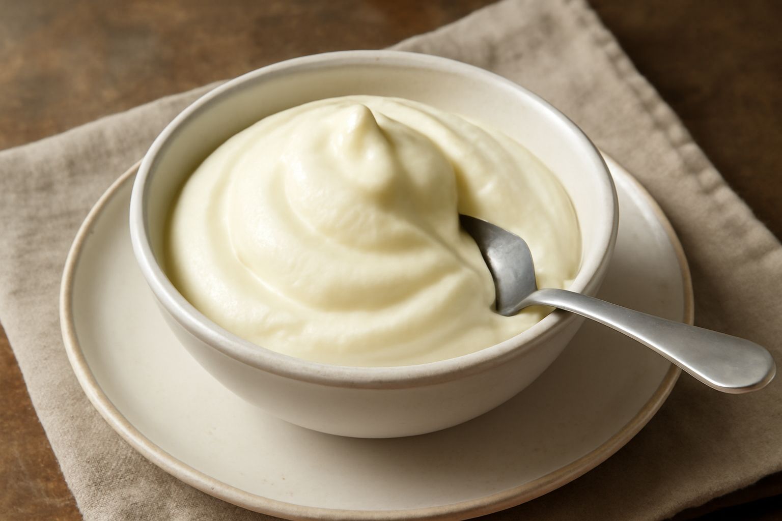 Gelato alla crema di Valle d'Aosta servito in coppetta di vetro trasparente, colore crema chiaro e omogeneo, cucchiaio di legno appoggiato sul bordo, superficie liscia e brillante, fondo sfumato con l