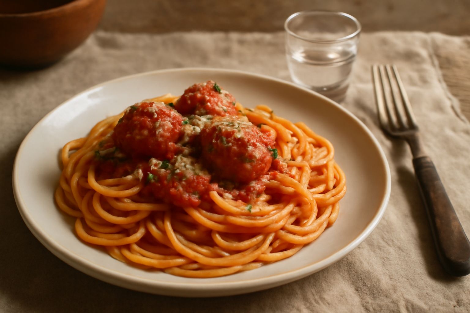 Bicchiere di grappa trasparente con riflessi ambrati su sfondo scuro, accanto a grappoli d'uva rossa Barbera fresca e vinaccia fermentata in un contenitore di vetro