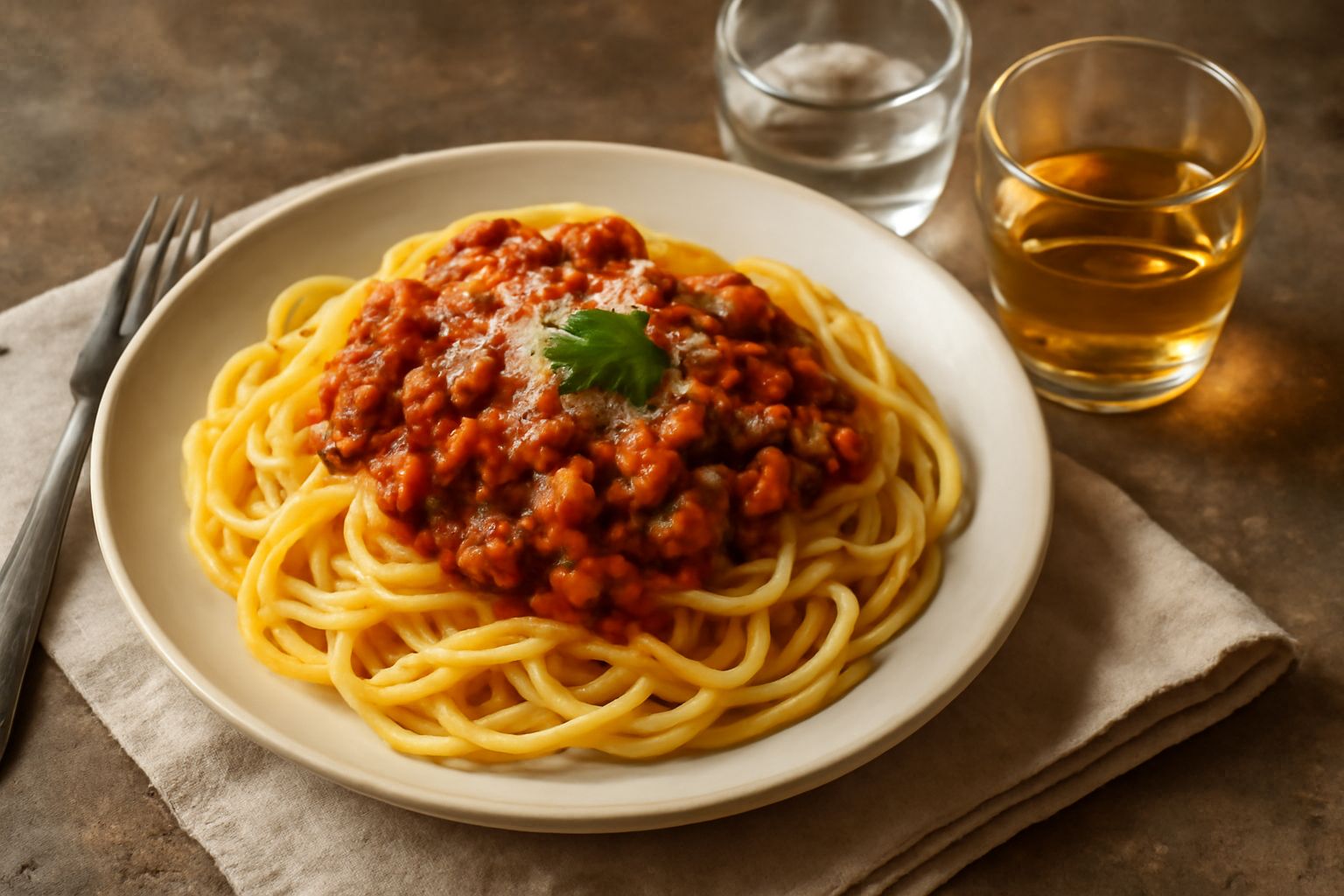 Bicchiere di grappa friulana trasparente e dorata su un tavolo di legno, con bottiglie di grappa in sottofondo e uva rossa nei campi del Friuli