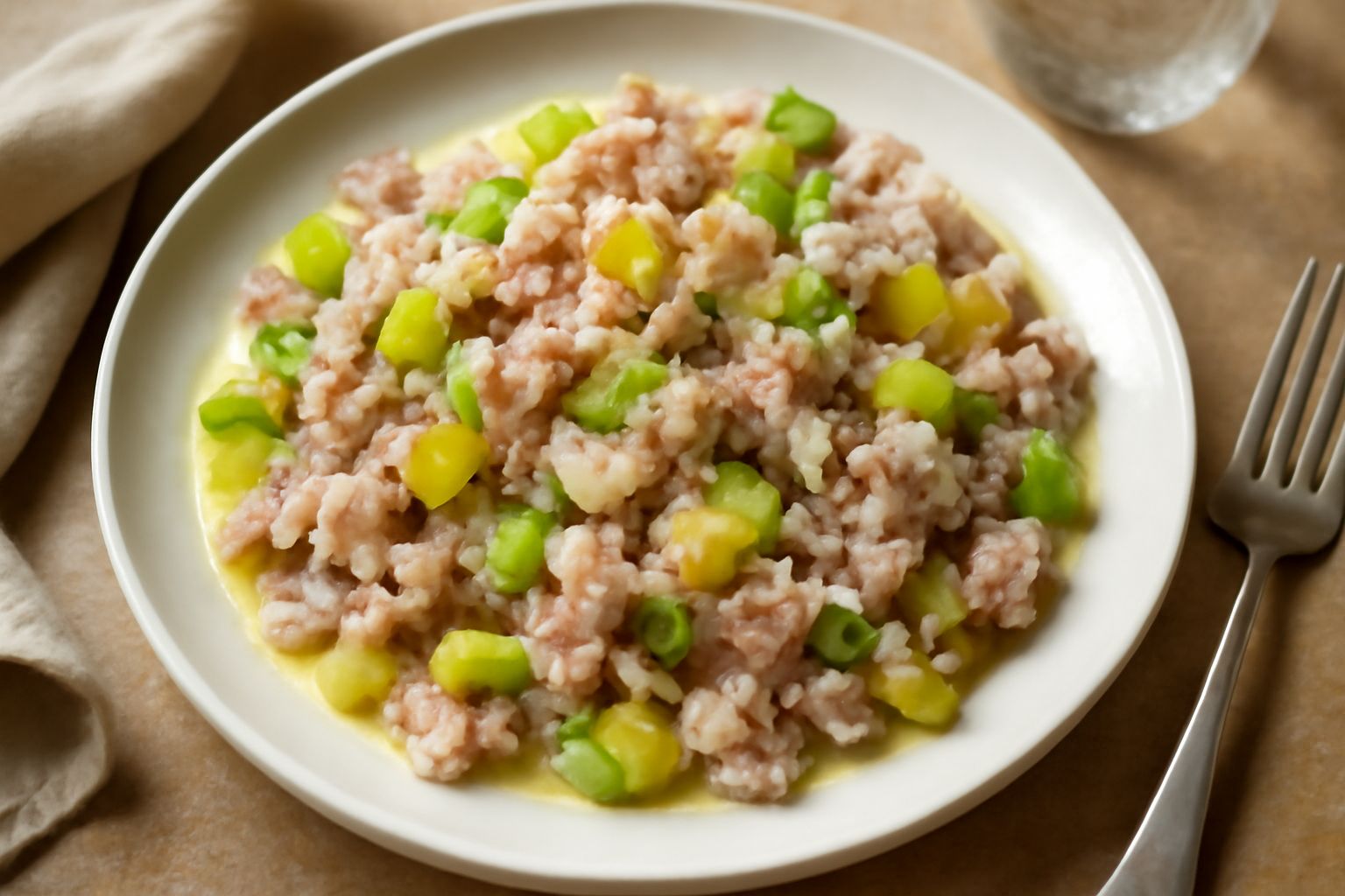 Insalata di testina di vitello in una ciotola bianca con carote tagliate sottili, prezzemolo fresco, limone, accompagnata da fette di pane tostato