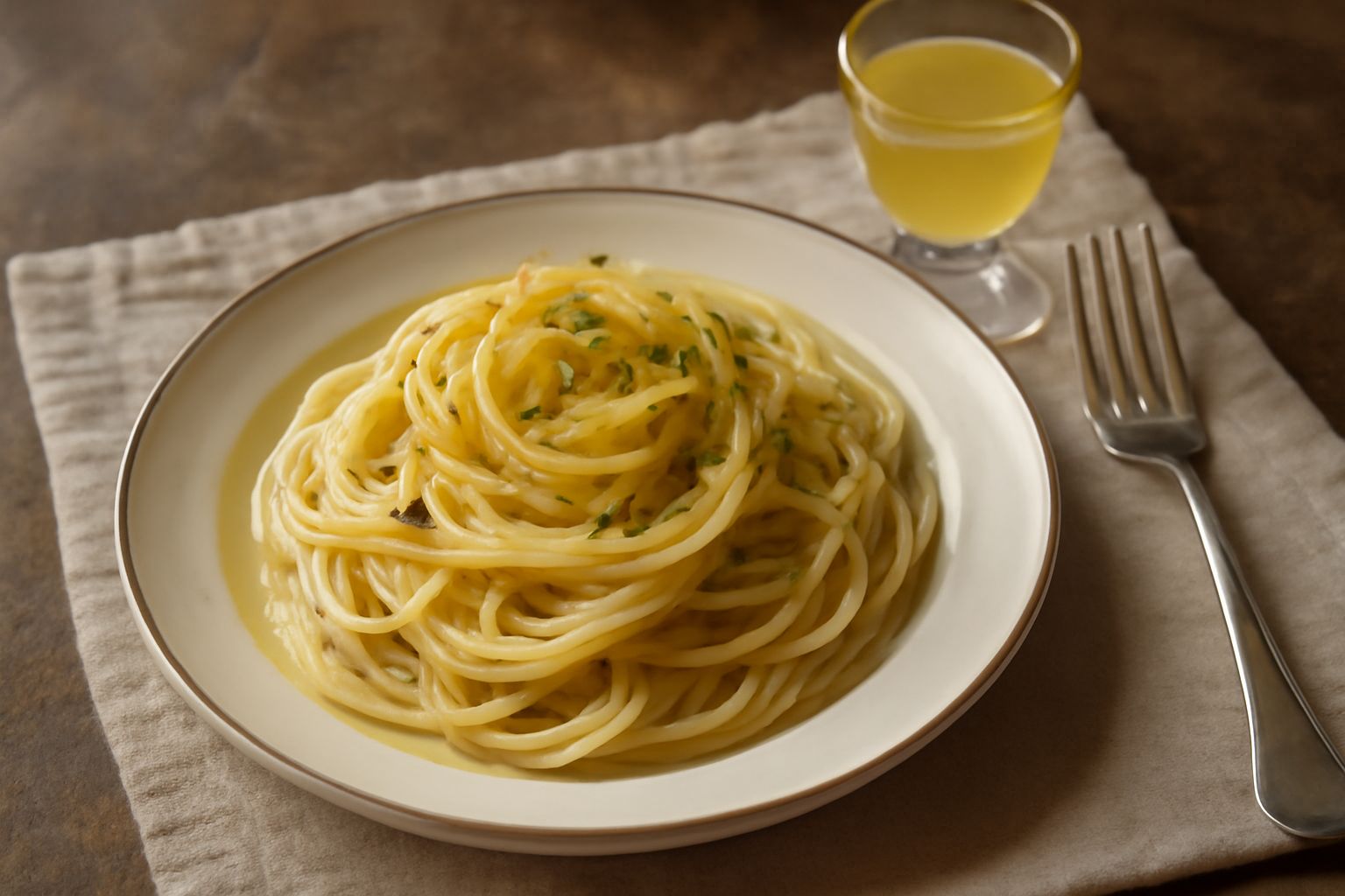 Bicchierini di vetro trasparente contenenti limoncello giallo brillante, freddo e ghiacciato, su sfondo di limoni freschi interi e bucce di limone gialle