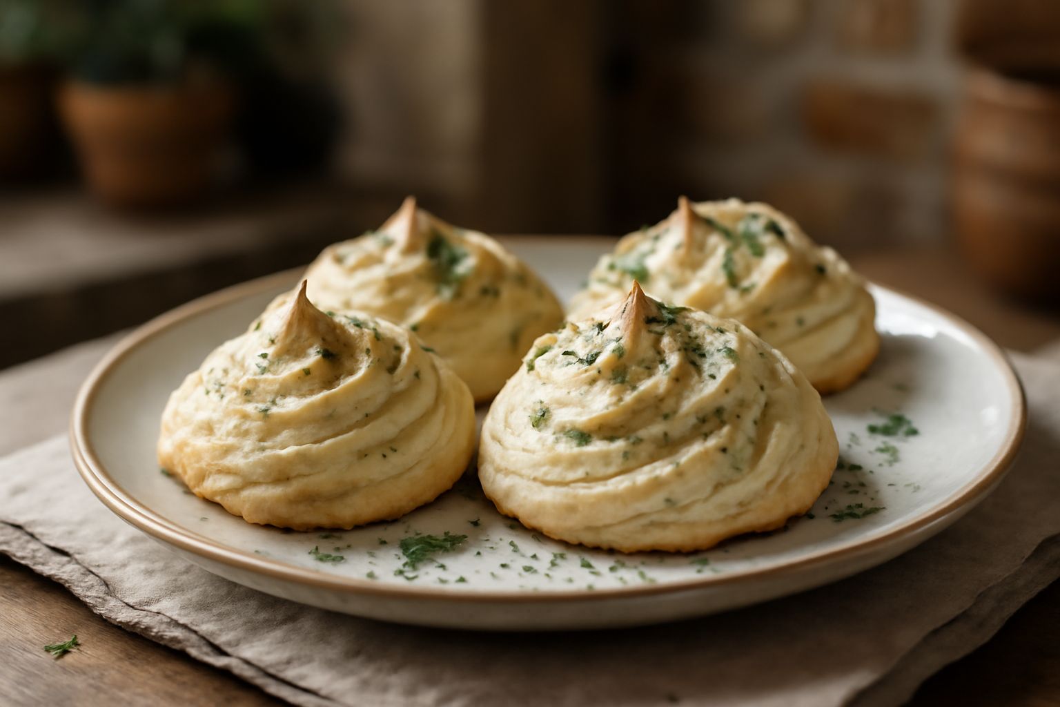 Meringhe salate dorate e croccanti, leggermente ondulate, disposte su una superficie bianca con qualche grano di sale grosso visibile