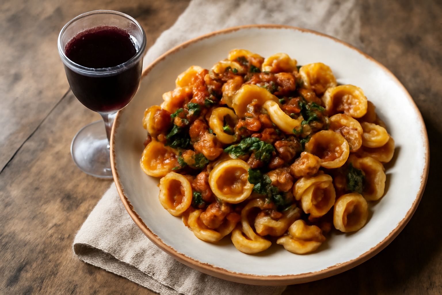 Bottiglie di vetro scuro con liquore di mirto friulano dal colore rosso profondo, circondate da rametti di mirto con bacche nere e foglie verde scuro su legno invecchiato
