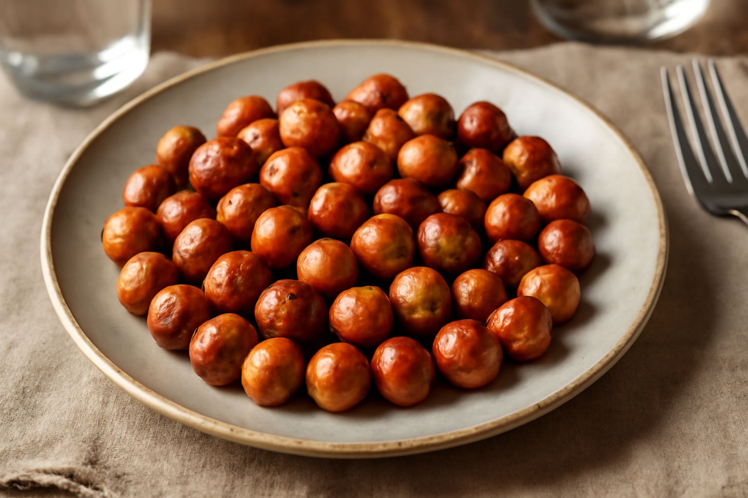 Nocciole di Giffoni sgusciate e tostate, di colore marrone dorato, con pelle rossastra, disposte in ciotola di ceramica bianca su tavolo di legno naturale, con qualche nocciola ancora in guscio sullo 