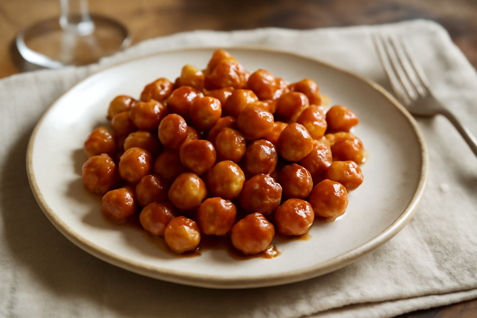 Nocciole caramellate dorate e lucide su carta da forno bianca, con caramello trasparente che brilla sotto la luce