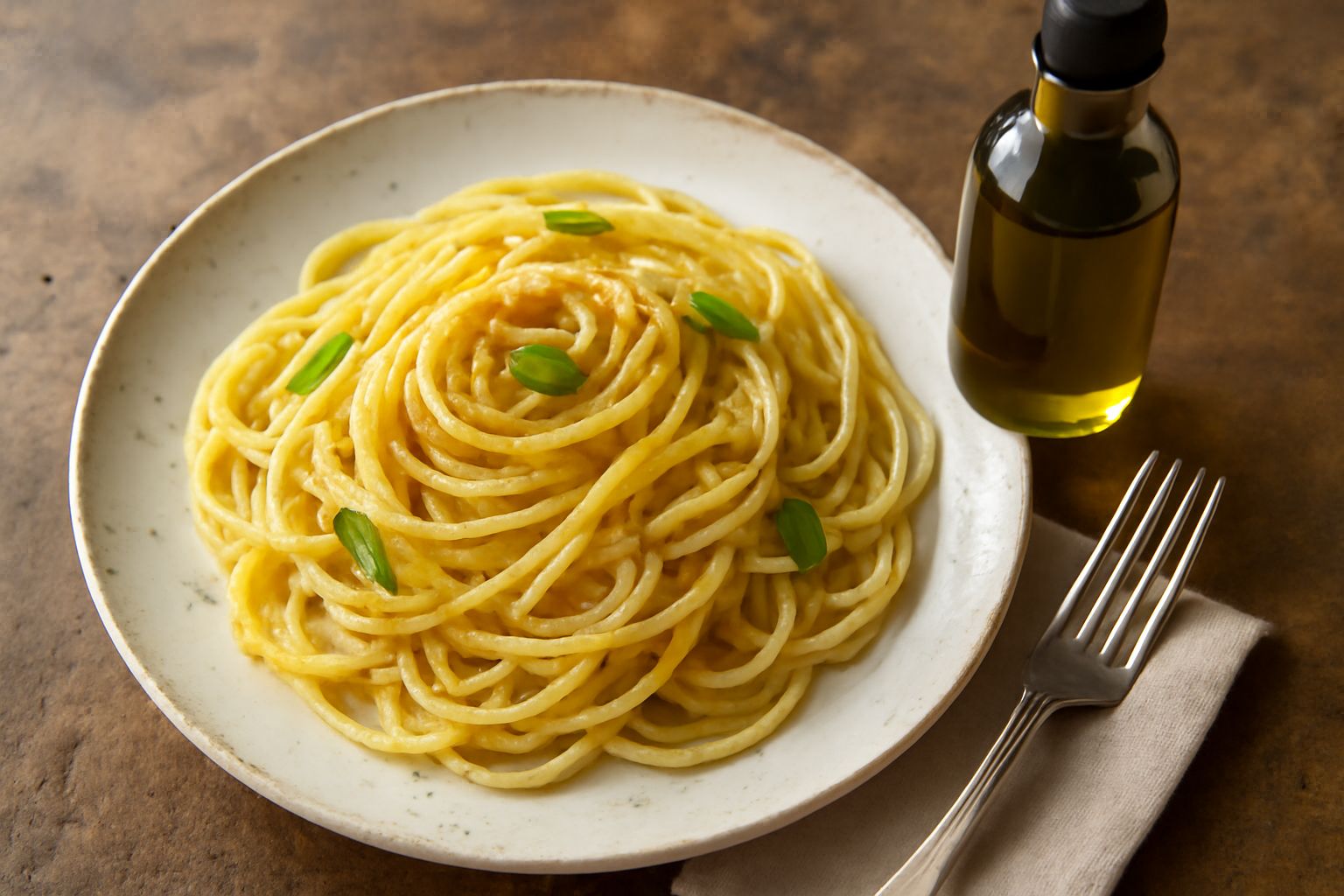 Cucchiaio di legno con tre gocce trasparenti di olio bergamotto su sfondo bianco, accanto a un bergamotto tagliato in due metà con polpa gialla, foglie verdi fresche sullo sfondo