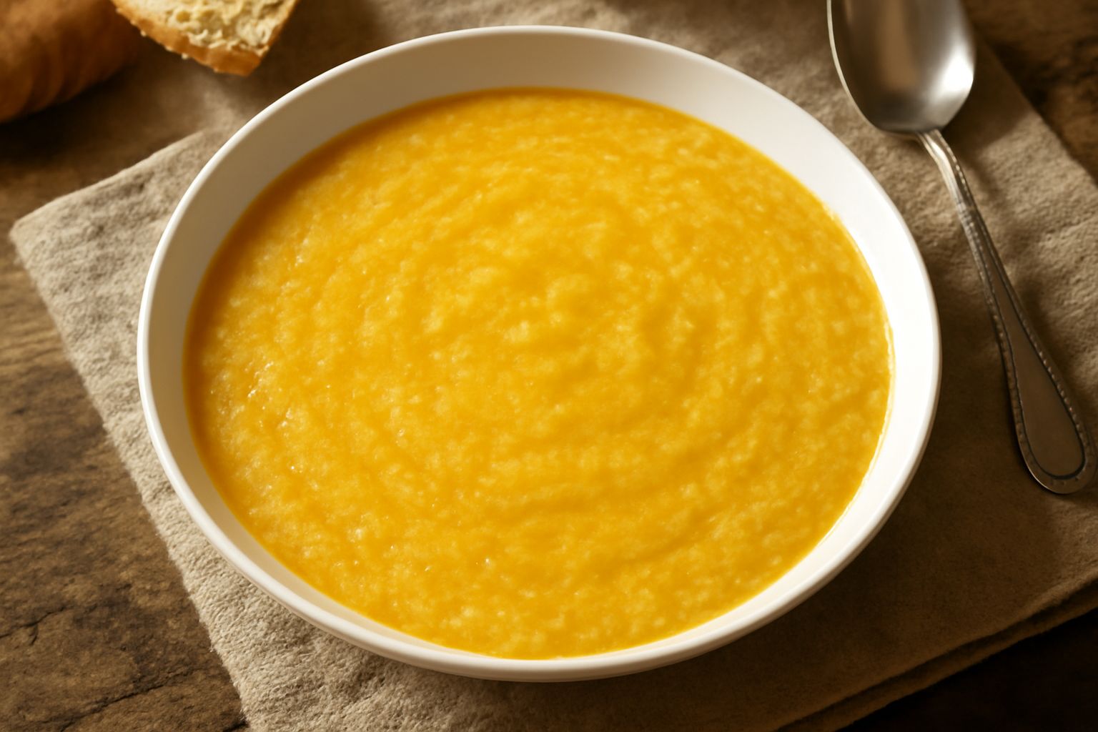 Panade modicana in scodella bianca, cremosa e dorata, con fili di formaggio fuso visibili in superficie e un fondo di brodo trasparente