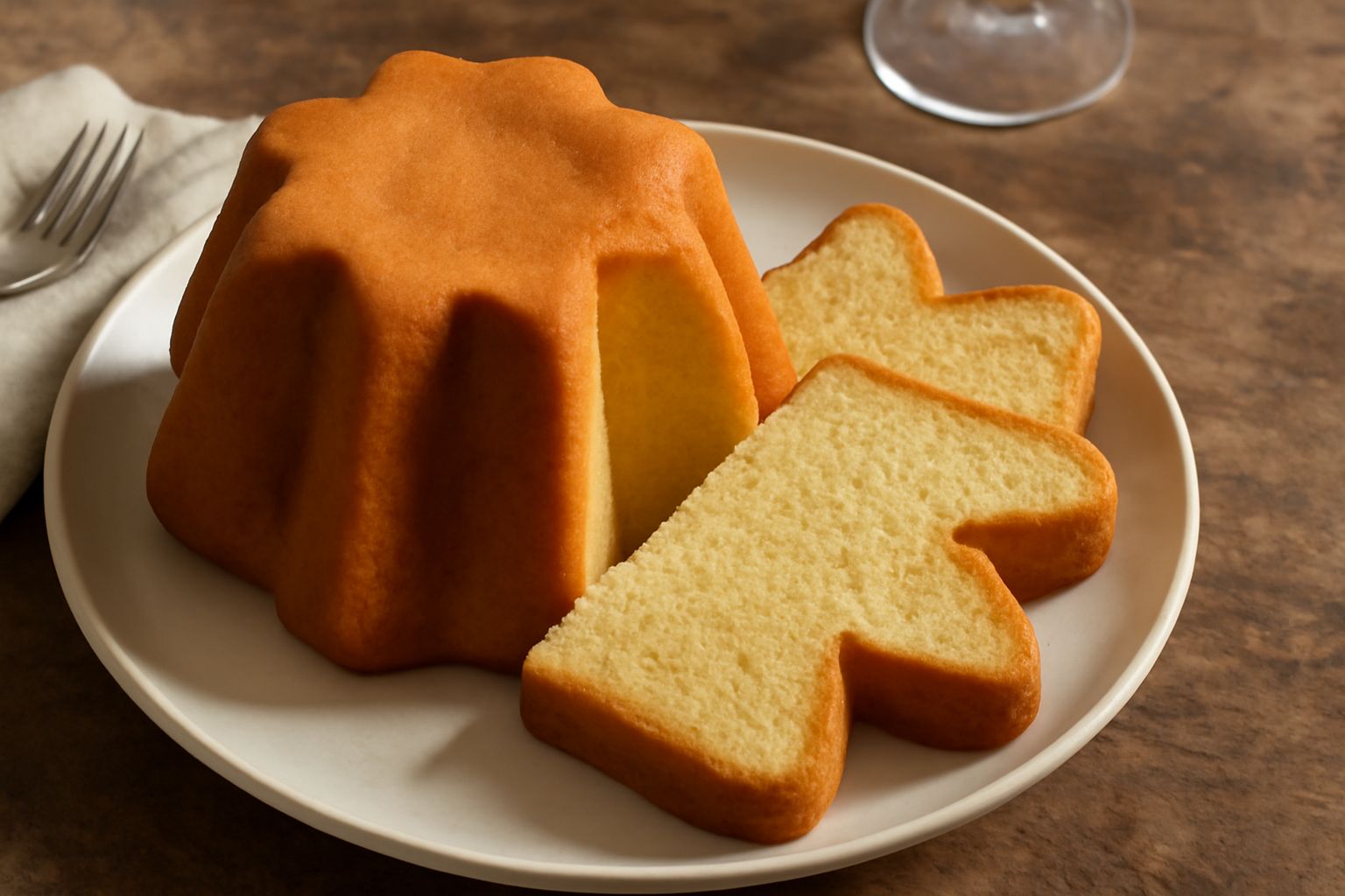 Pandoro piemontese a forma di stella a otto punte, color giallo dorato, spolverato di zucchero a velo, tagliato a fette mostrando l'interno soffice e uniforme, su piatto bianco con una tazza di caffè