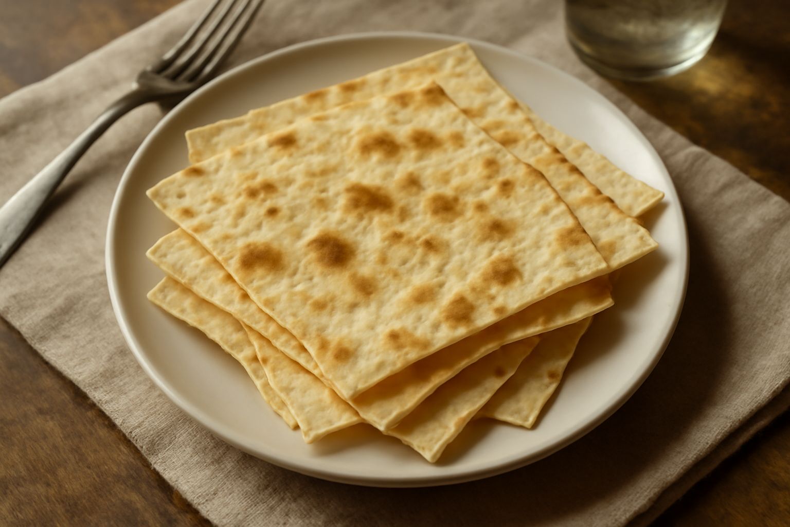 Pane carasau abruzzese: sfoglie sottili dorate e croccanti impilate su un piatto bianco, con leggere macchie di farina, aspetto cartaceo e friabile