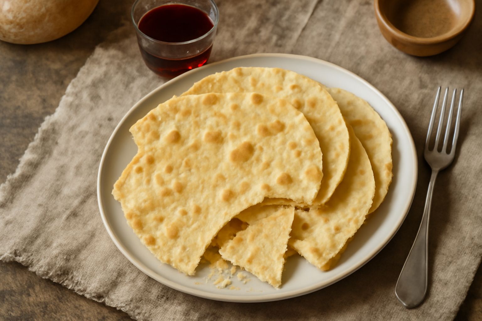 Dischetti di pane carasau dorato e croccante impilati in un cestino di vimini, con superficie irregolare e colorazione giallo-marrone uniforme