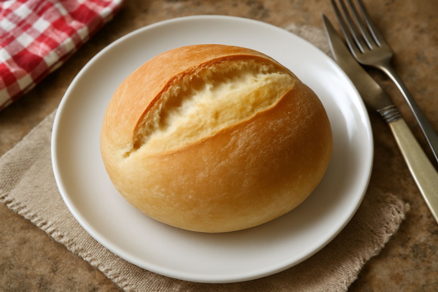 Pane di Imperia tagliato a fette, dorato e fragrante, con crosta sottile e sfogliata, interno bianco e soffice, deposto su tavolo di legno chiaro con chicchi di sale marino sparsi accanto