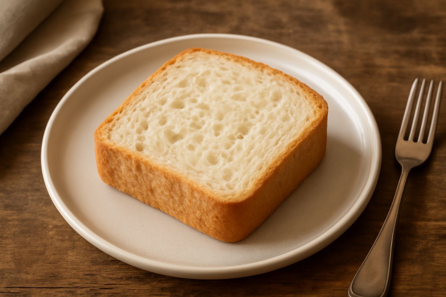 Pane di Piacenza appena sfornato, di colore dorato, crosta sottile e liscia, tagliato a metà per mostrare la mollica soffice con alveoli regolari, posato su superficie di legno