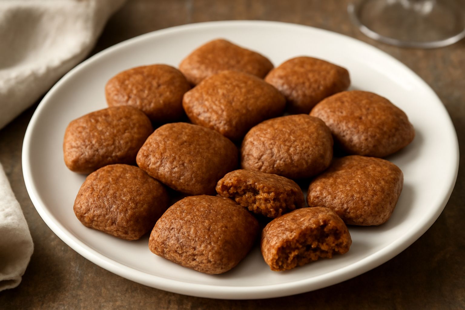 Panellas dorate e croccanti disposte su carta pergamena, di forma irregolare, con superficie porosa visibile, accanto a una tazza di caffè bianco