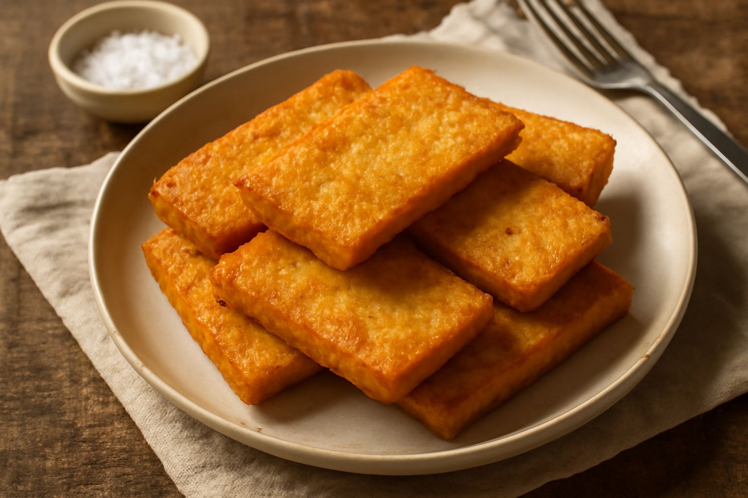 Panelle dorate e croccanti disposte su carta bianca ancora fumanti, con superficie irregolare e dorata, tagliate a rettangoli, alcune ancora intinte di olio di frittura, sfondo chiaro.