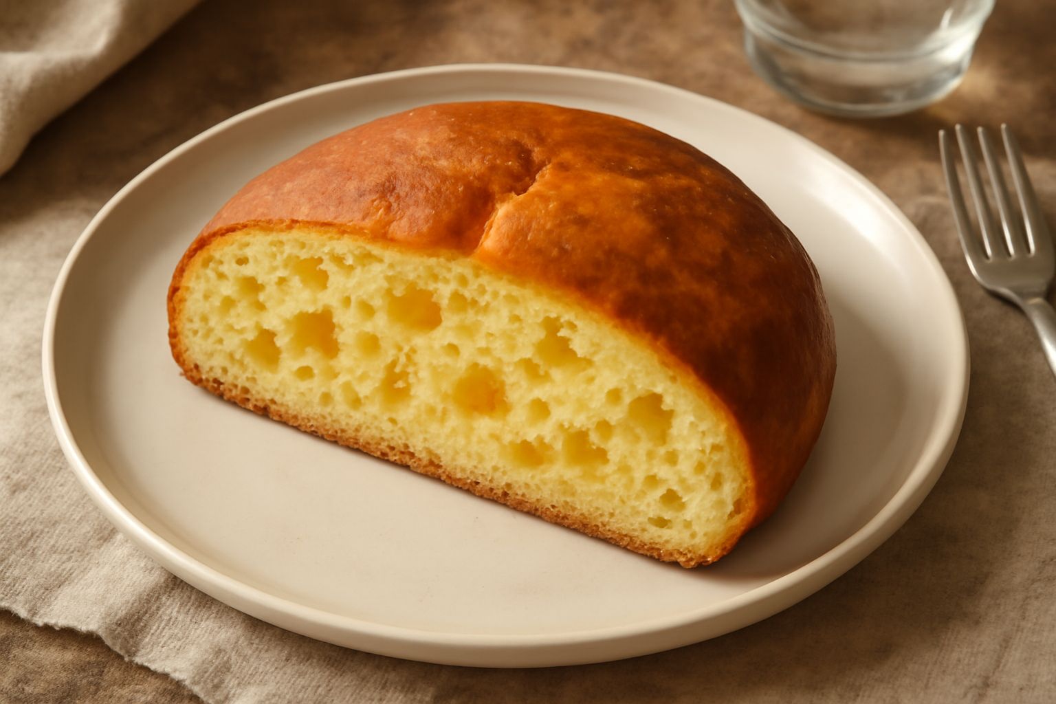 Panettone molisano intero su tavolo di legno, tagliato a spicchi, con crosta dorata lucida, canditi di arancia visibili nella mollica morbida color giallo paglia, guarnito con scorze caramellate